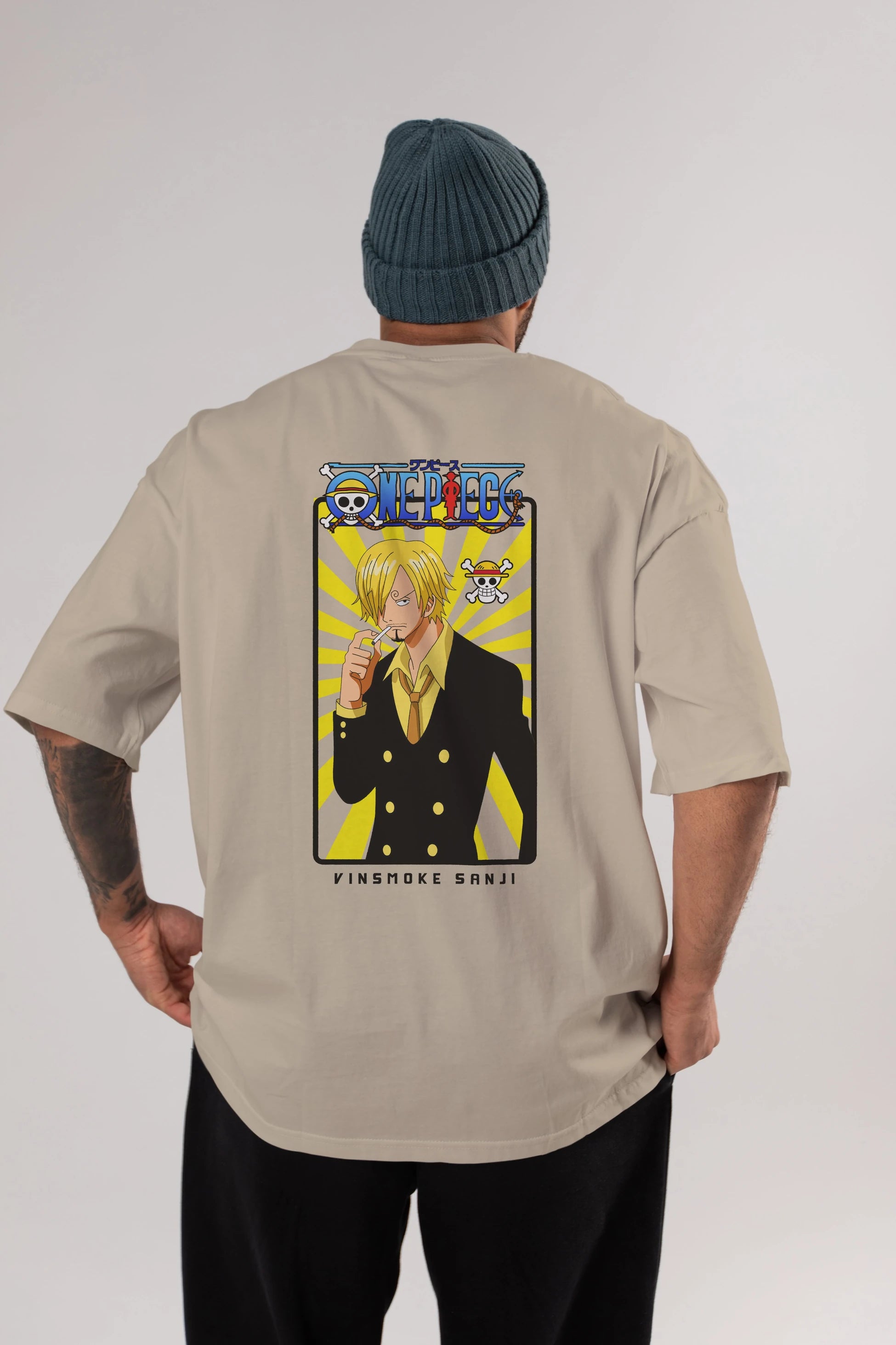 Sanji 4 Anime Arka Baskılı Oversize t-shirt Erkek Kadın Unisex %100 pamuk tişort