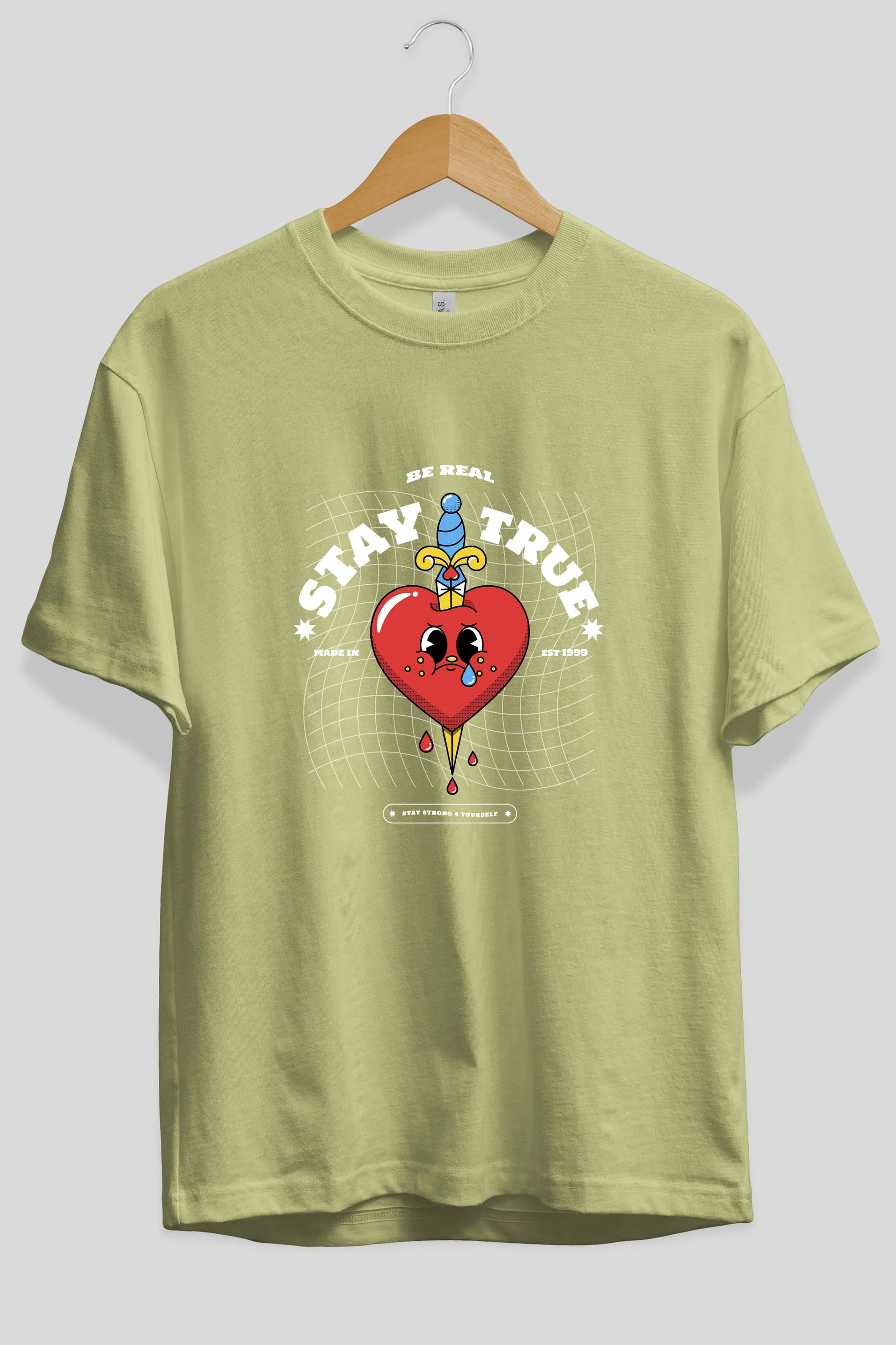 Stay True Ön Baskılı Oversize t-shirt Erkek Kadın Unisex
