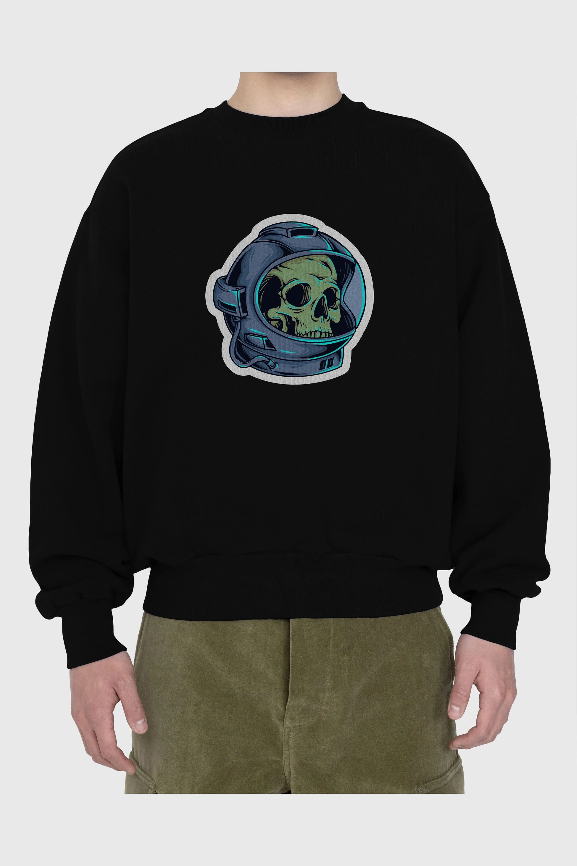 Astroskull Sticker Ön Baskılı Oversize Sweatshirt Erkek Kadın Unisex