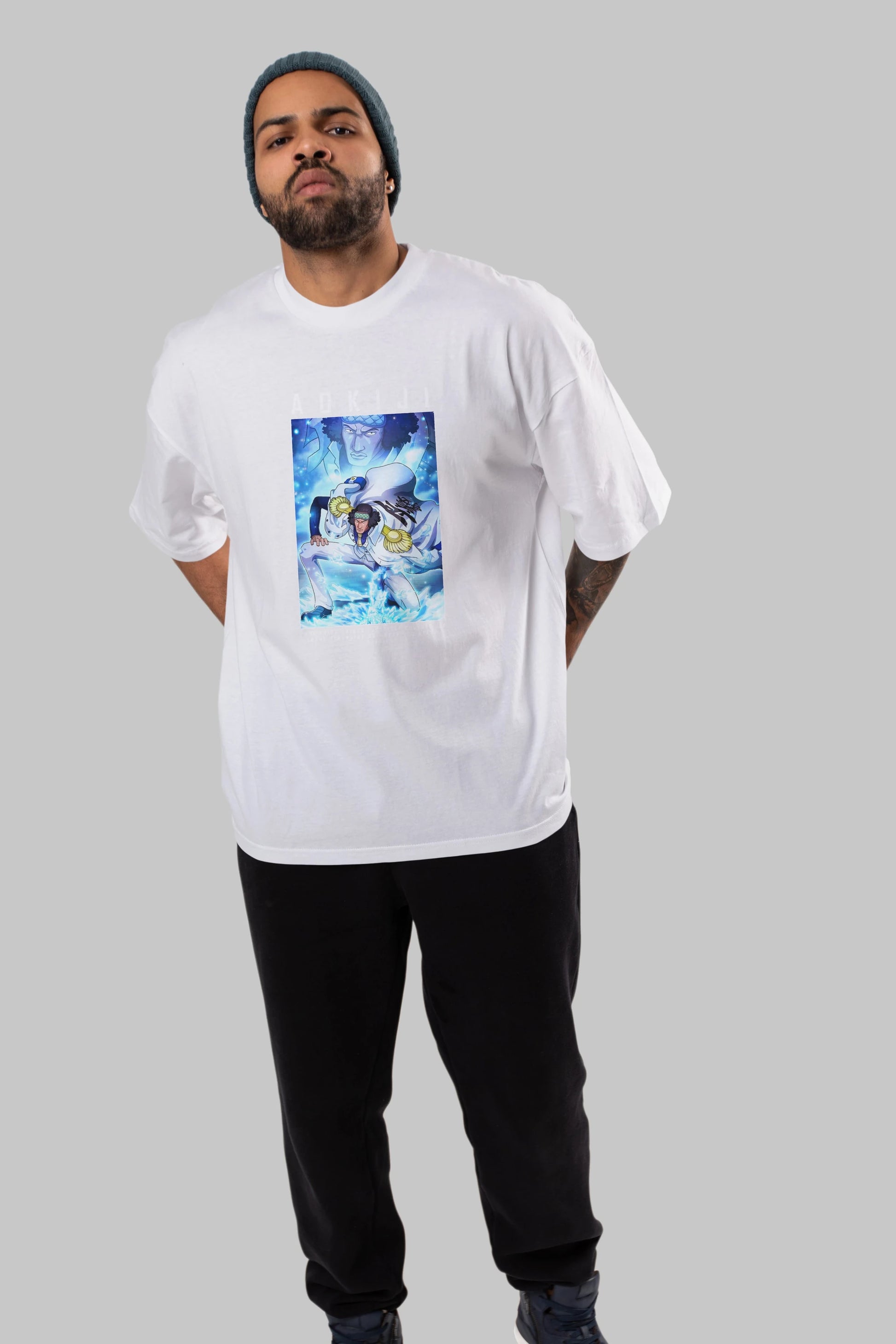 Kuzan Anime Ön Baskılı Oversize t-shirt Erkek Kadın Unisex