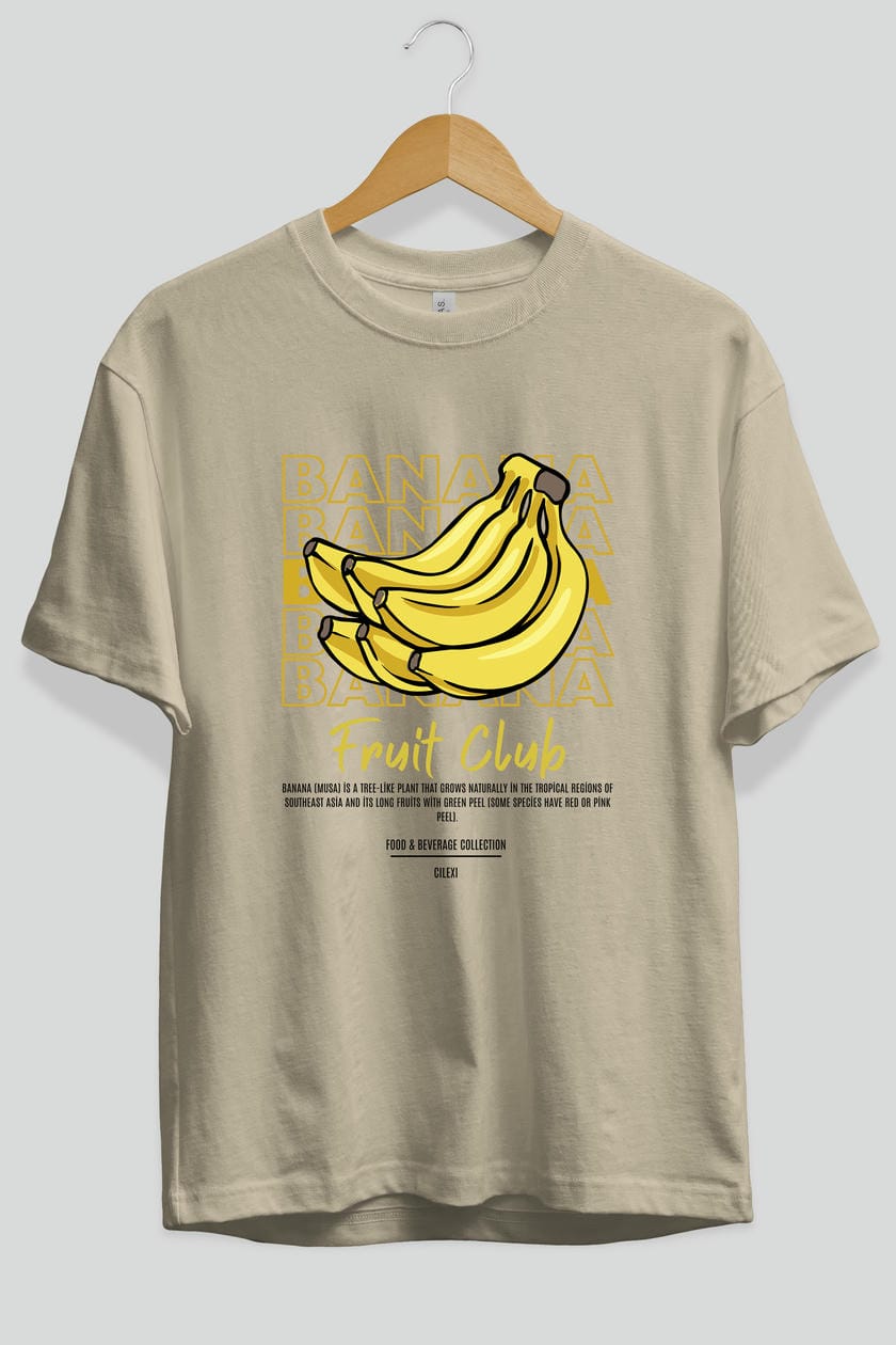 Banana Ön Baskılı Oversize t-shirt Erkek Kadın Pamuk Bisiklet Yaka tişort