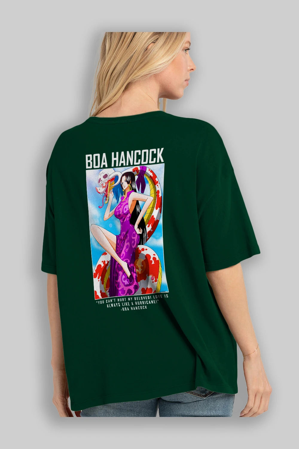 Boa Hancock Anime Arka Baskılı Oversize t-shirt Erkek Kadın Unisex %100 pamuk tişort