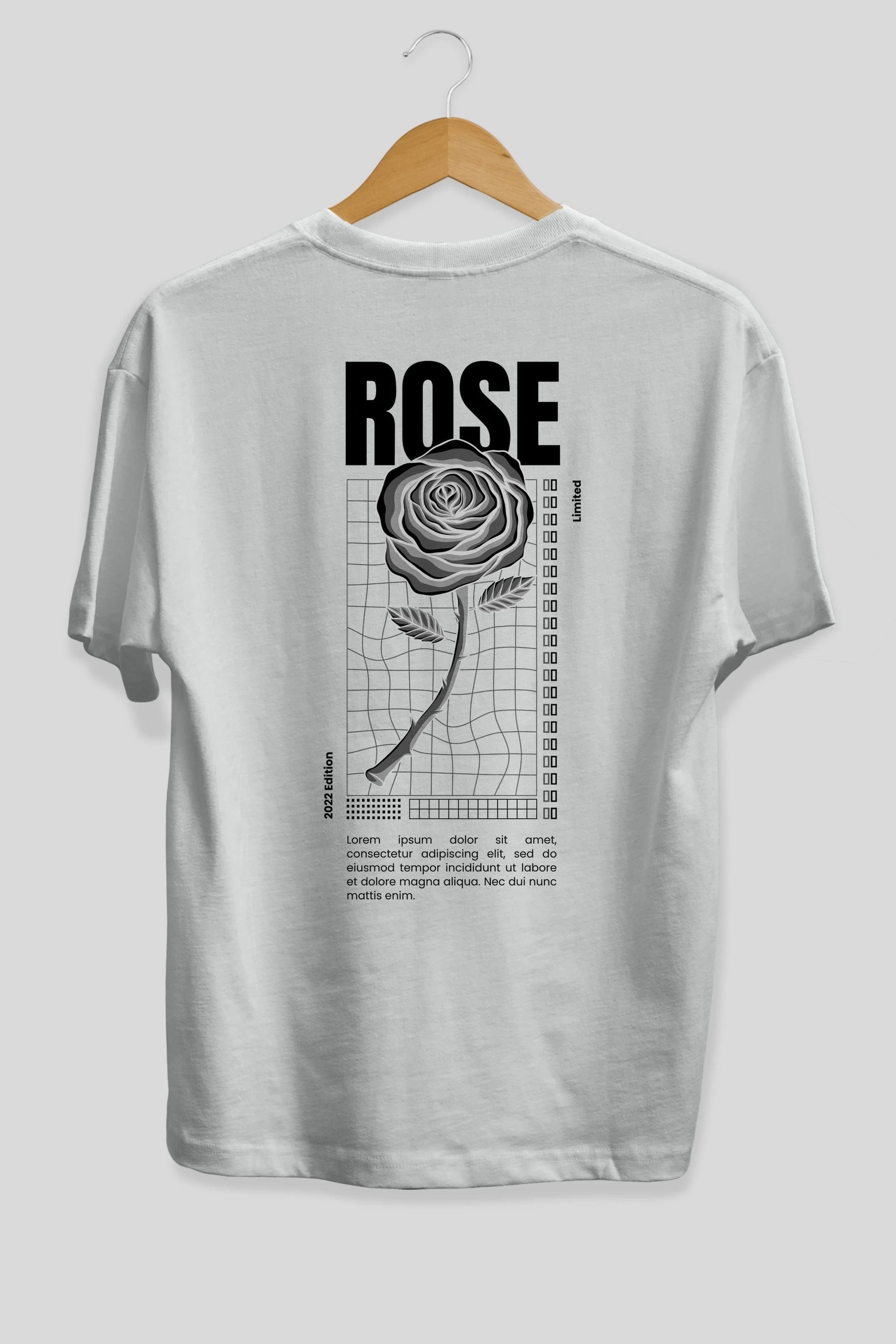 Rose Streetwear Arka Baskılı Oversize t-shirt Erkek Kadın Unisex
