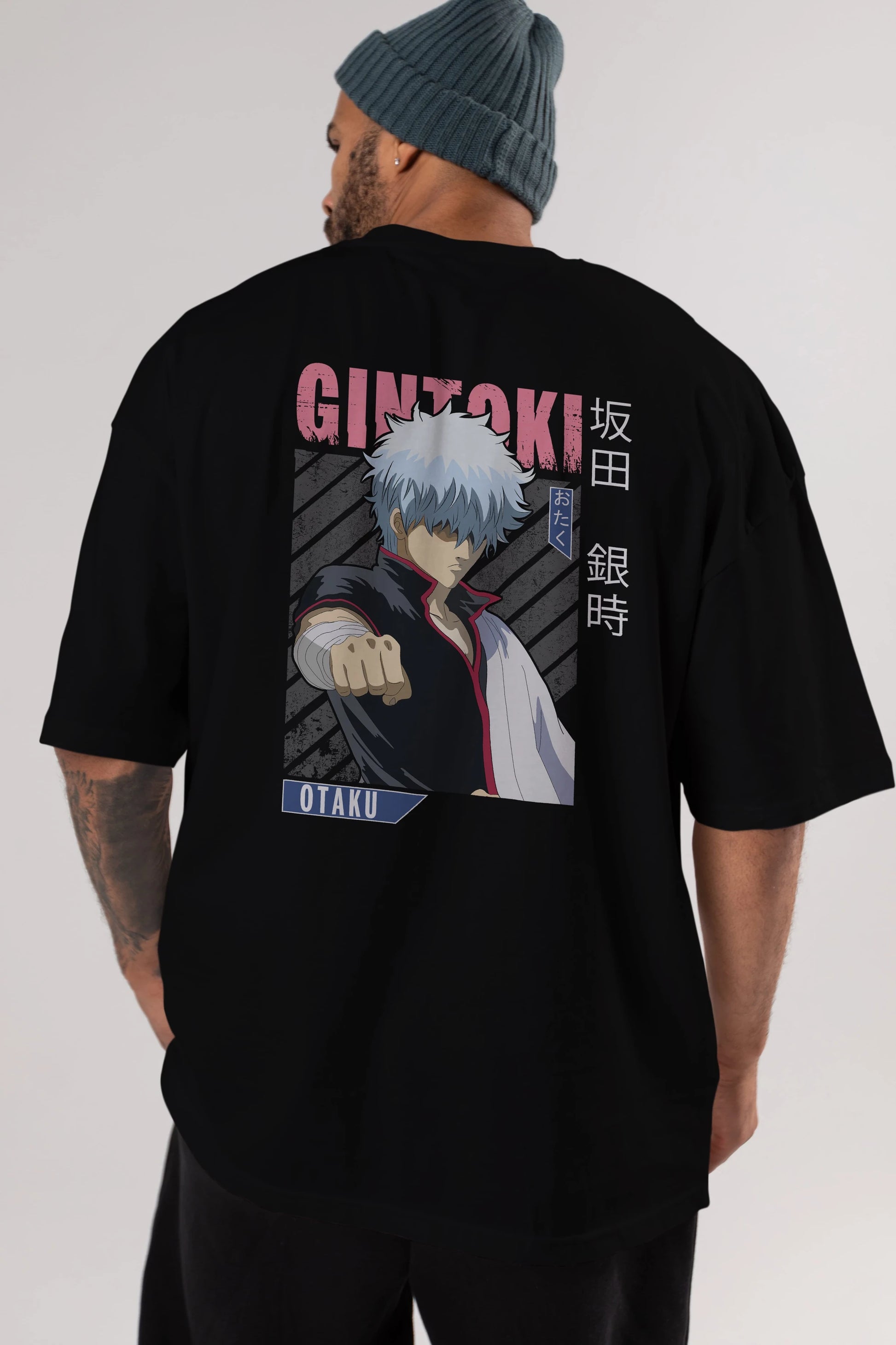 Gintoki Sakata GINTAMA 2 Anime Arka Baskılı Oversize t-shirt Erkek Kadın Unisex