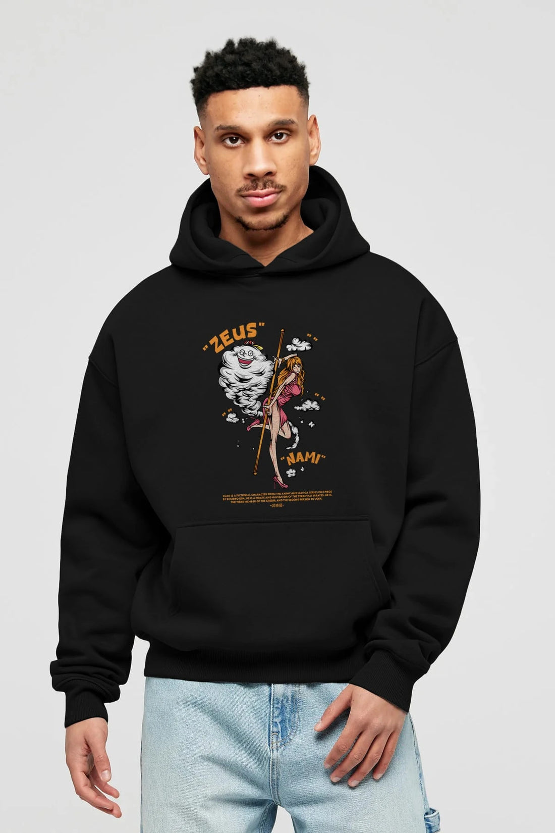 Zeus Nami Anime Ön Baskılı Hoodie Oversize Kapüşonlu Sweatshirt Erkek Kadın Unisex