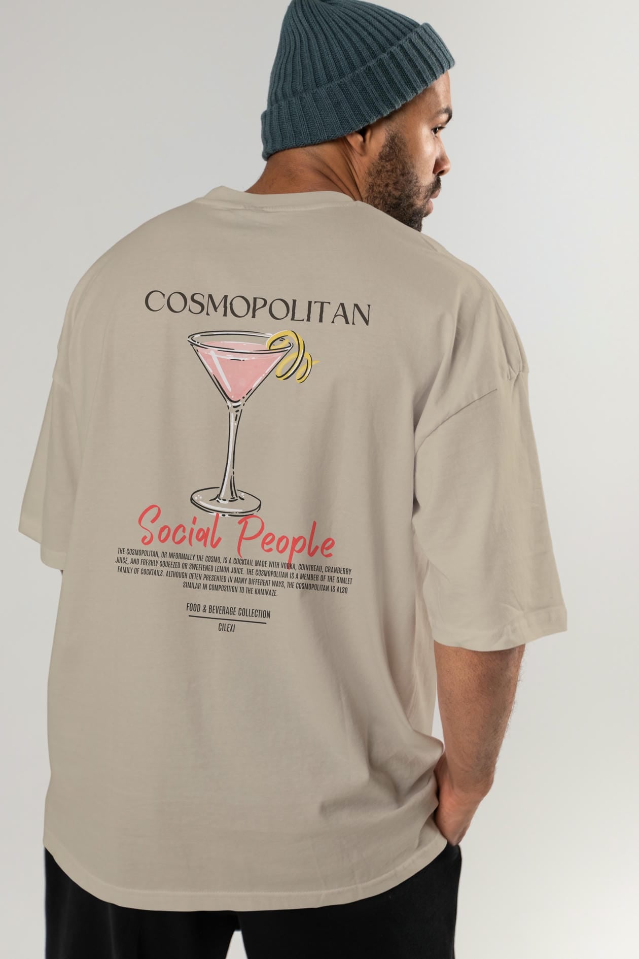 Cosmopolıtan Kokteyl Serisi Baskılı Oversize t-shirt Erkek Kadın Unisex %100 Pamuk Bisiklet Yaka tişort