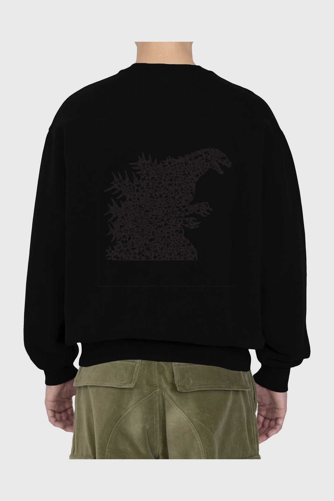 Godzilla Arka Baskılı Oversize Sweatshirt Erkek Kadın Unisex