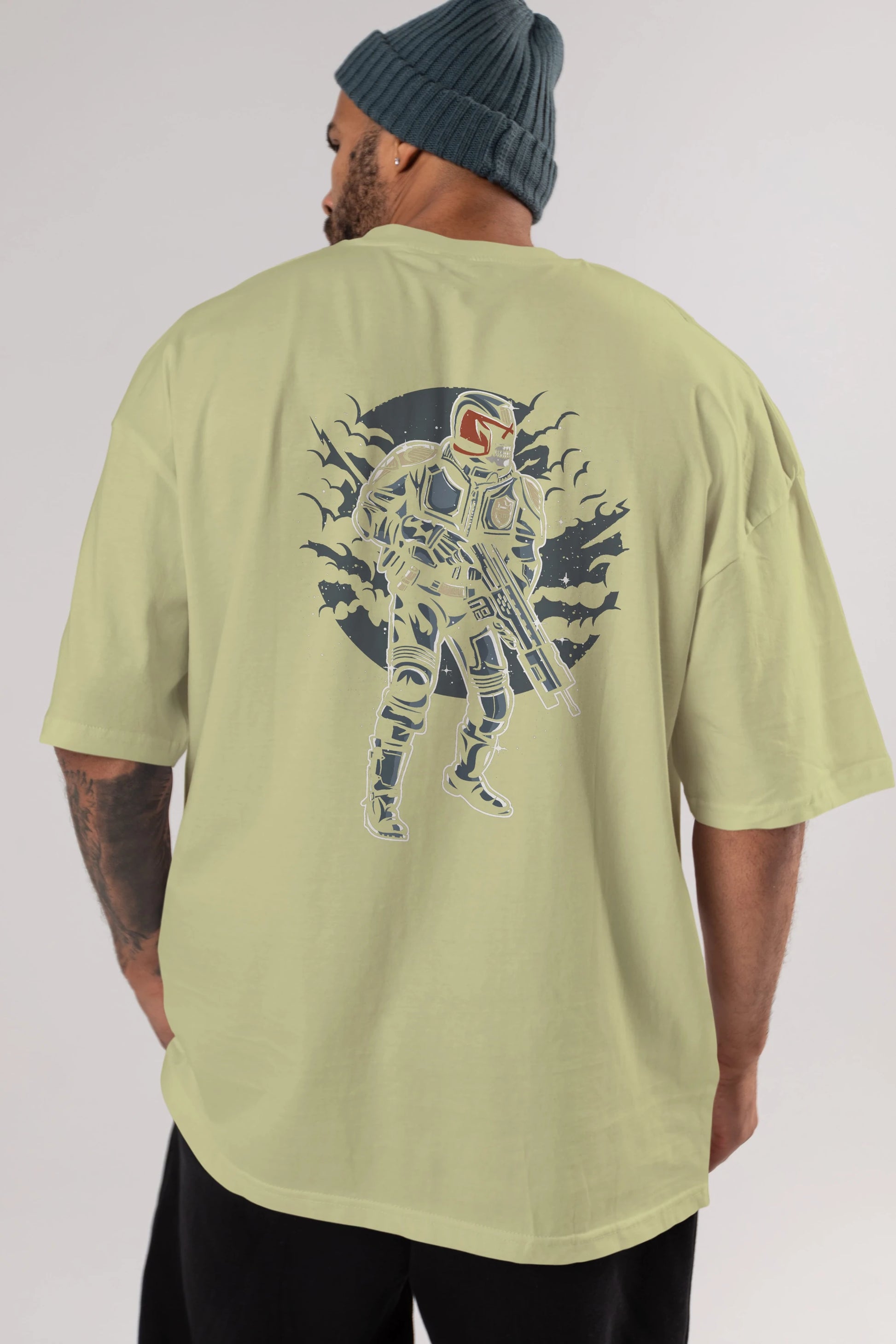 Judge Skull Arka Baskılı Oversize t-shirt Erkek Kadın Unisex %100 Pamuk