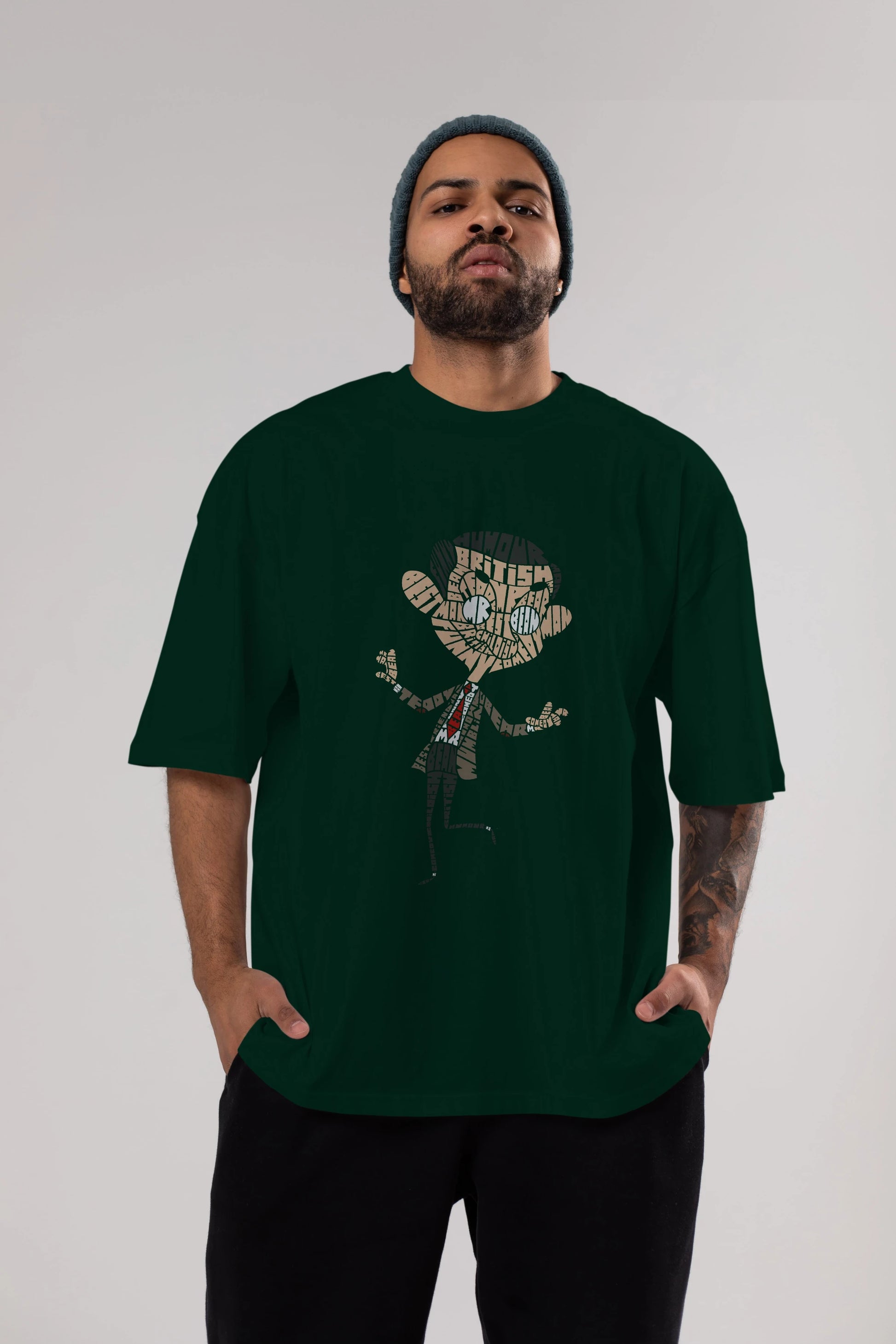 Mr Bean Ön Baskılı Oversize t-shirt %100 pamuk Erkek Kadın Unisex