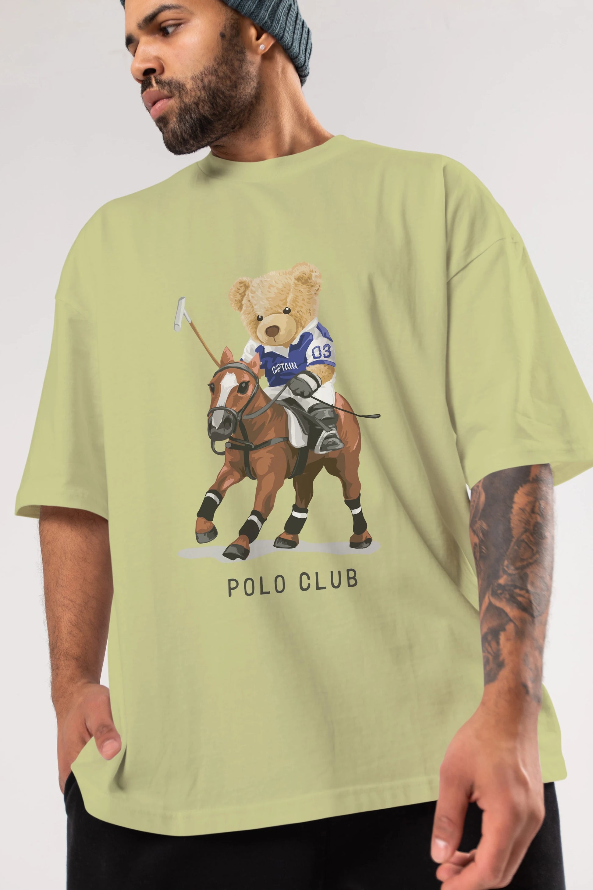 Teddy Bear Polo Club Ön Baskılı Oversize t-shirt Erkek Kadın Unisex %100 Pamuk