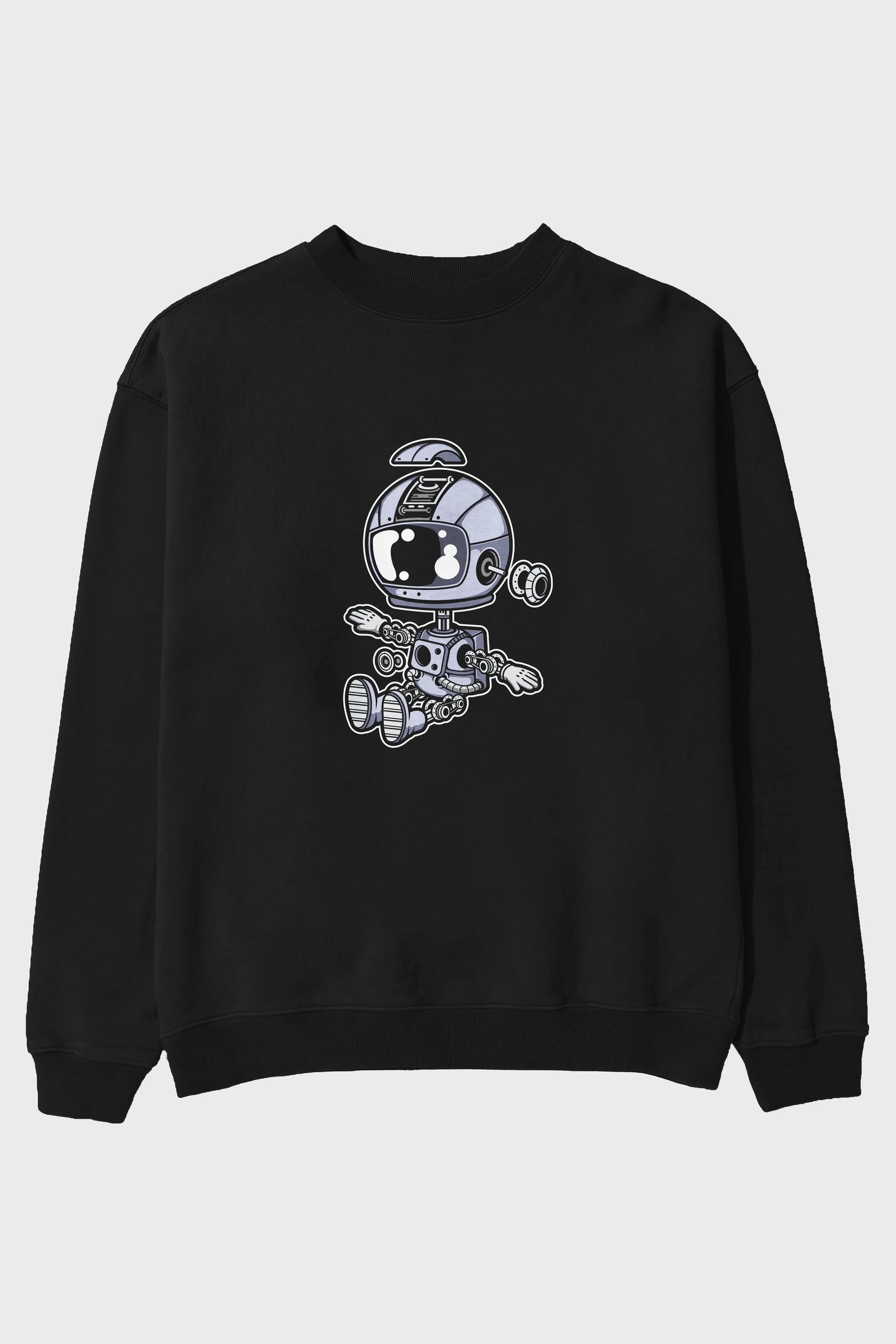 Astronaut Robot Ön Baskılı Oversize Sweatshirt Erkek Kadın Unisex