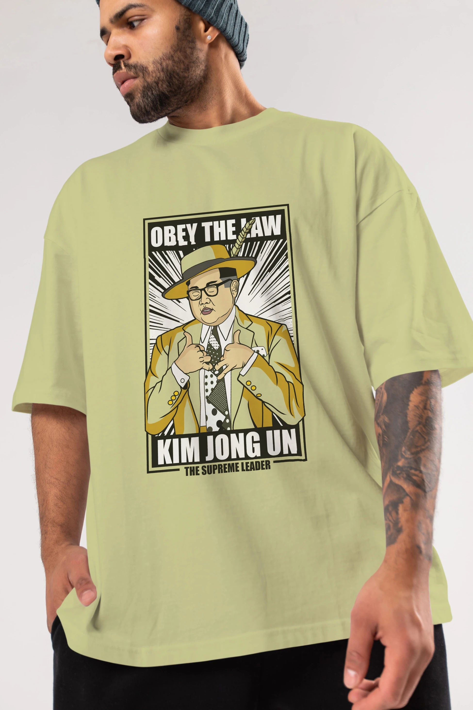 The Mask Jong Un Ön Baskılı Oversize t-shirt Erkek Kadın Unisex %100 Pamuk tişort