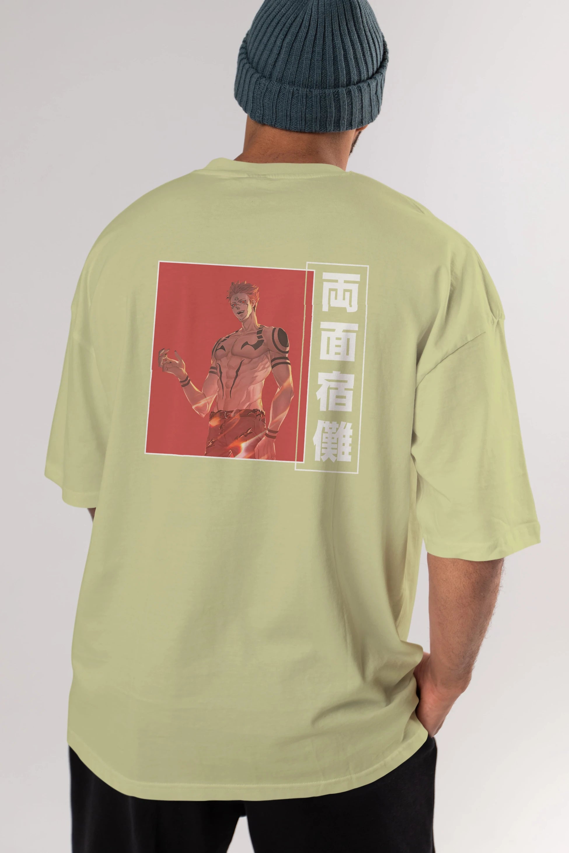 Sukuna Ryoumen 3 Anime Arka Baskılı Oversize t-shirt Erkek Kadın Unisex