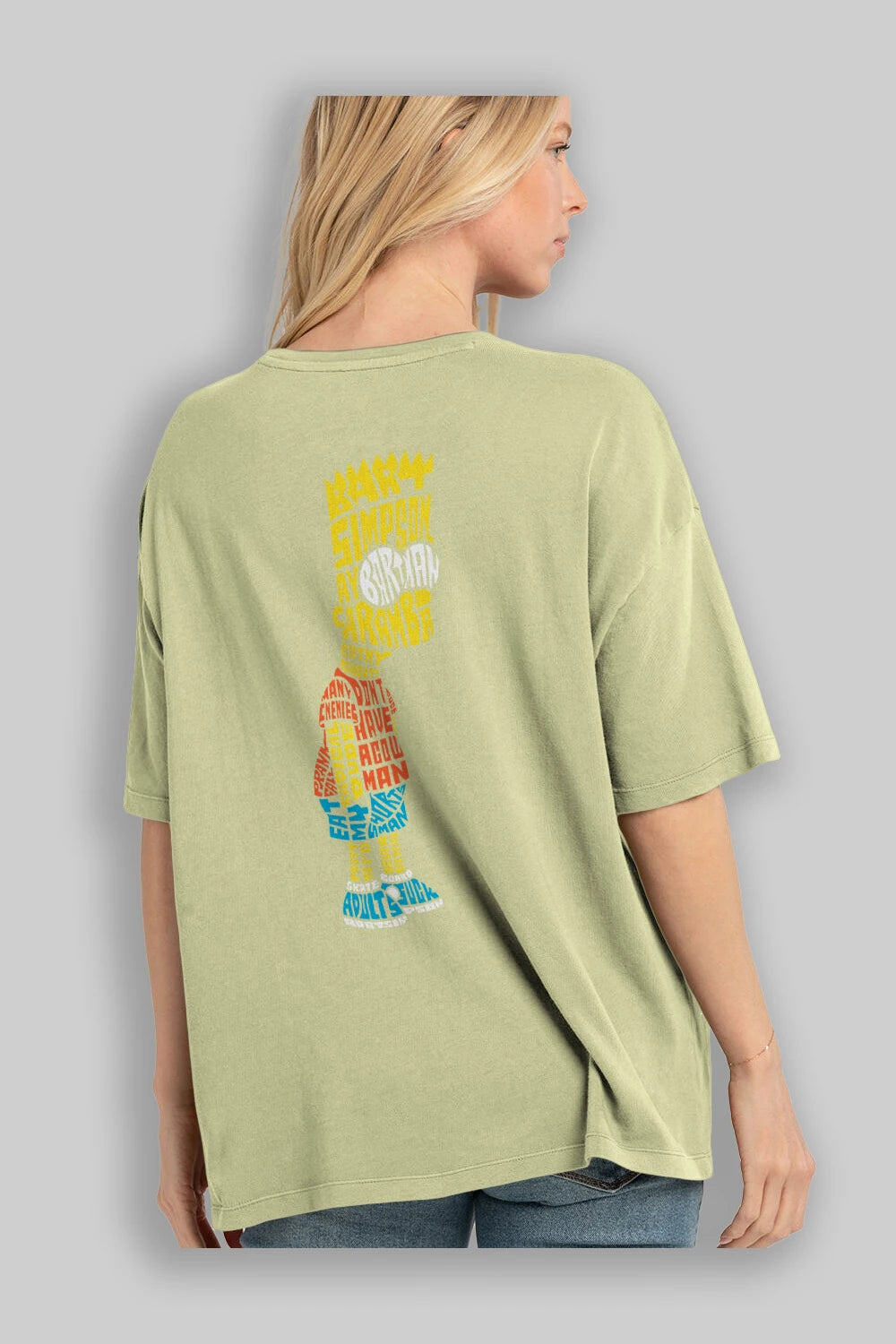 Bart Simpson Arka Baskılı Oversize t-shirt %100 pamuk Erkek Kadın Unisex