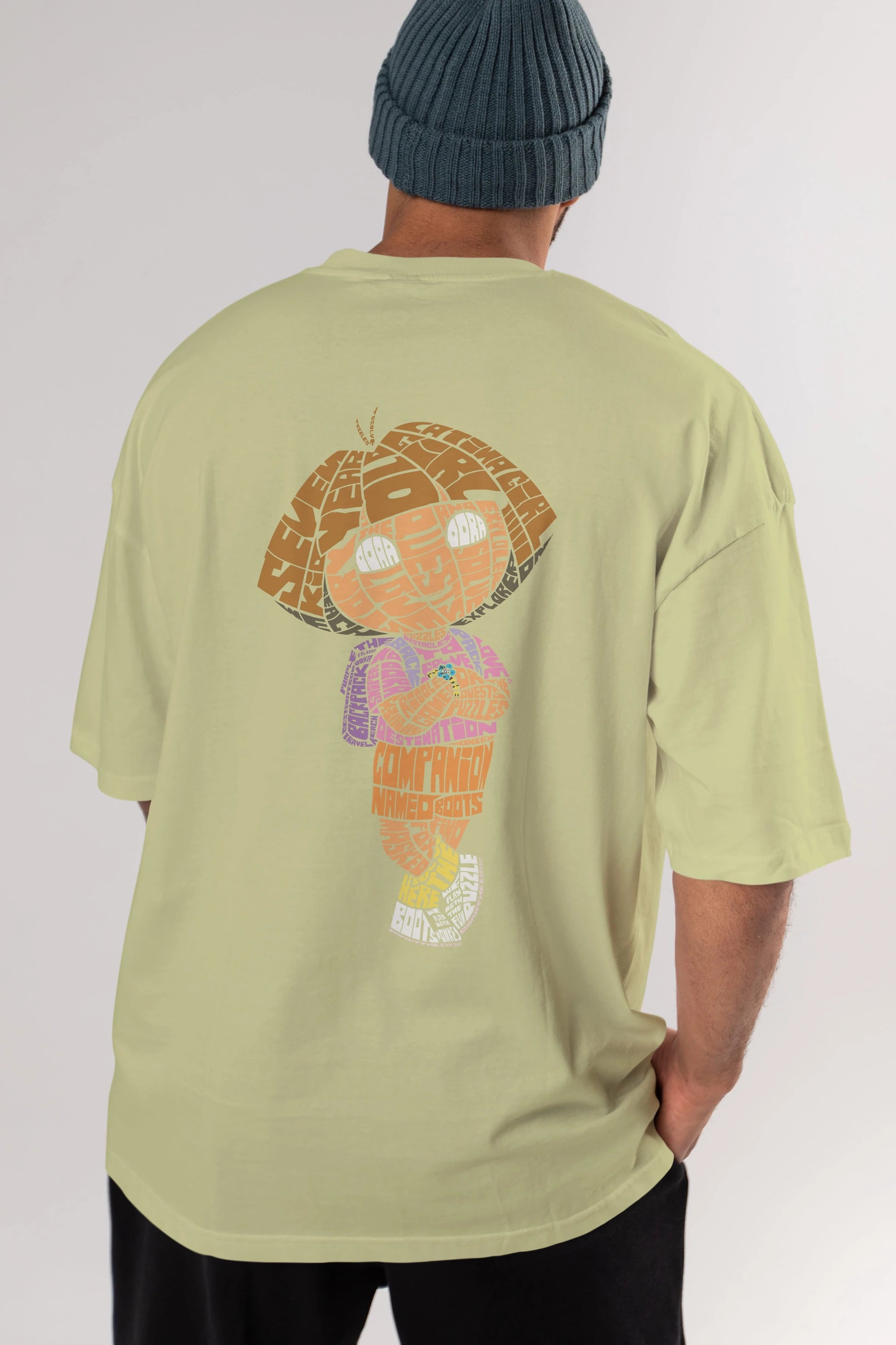 Dora Arka Baskılı Oversize t-shirt %100 pamuk Erkek Kadın Unisex