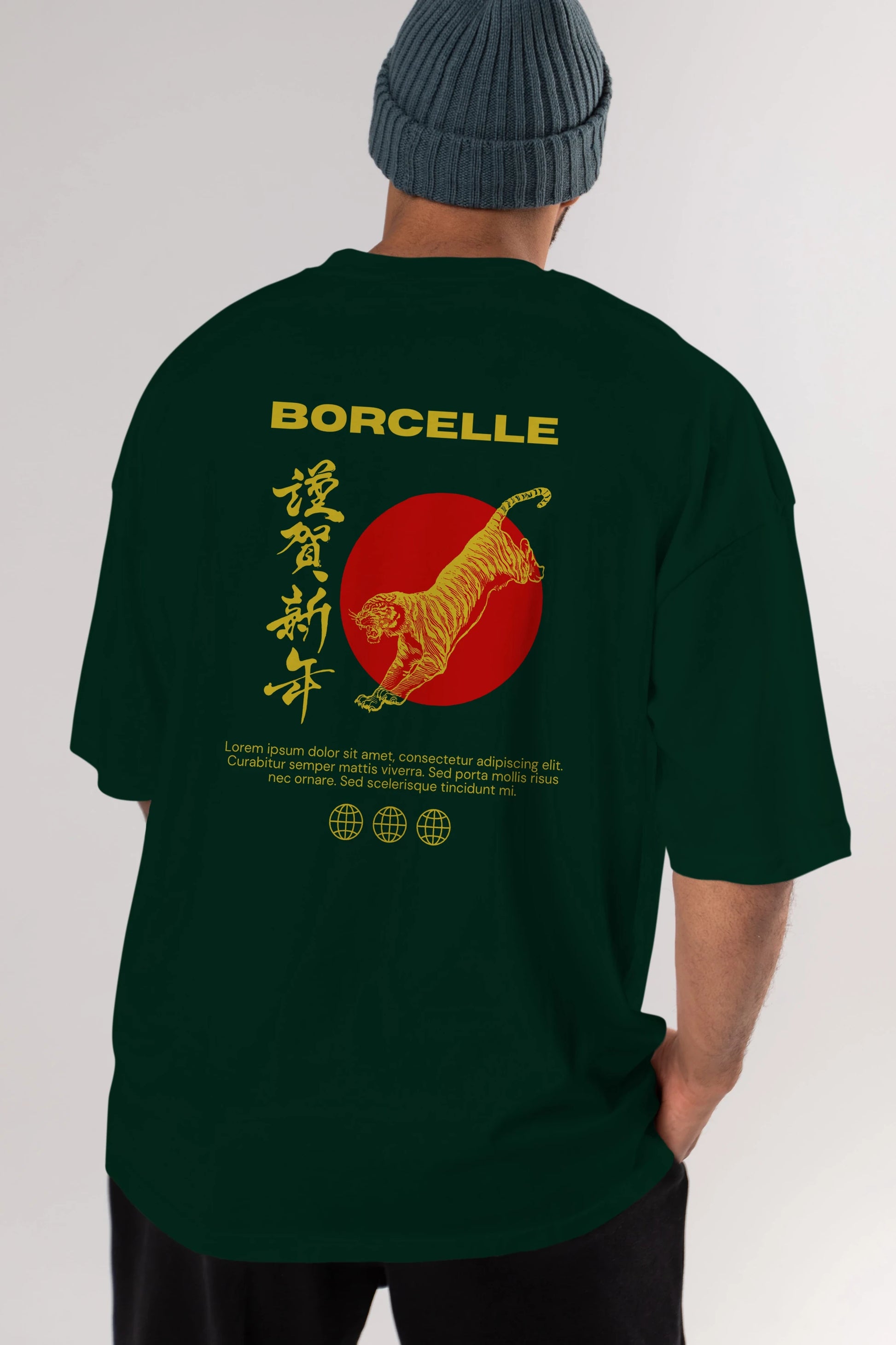 Borcelle Tiger Streetwear Arka Baskılı Oversize t-shirt Erkek Kadın Unisex