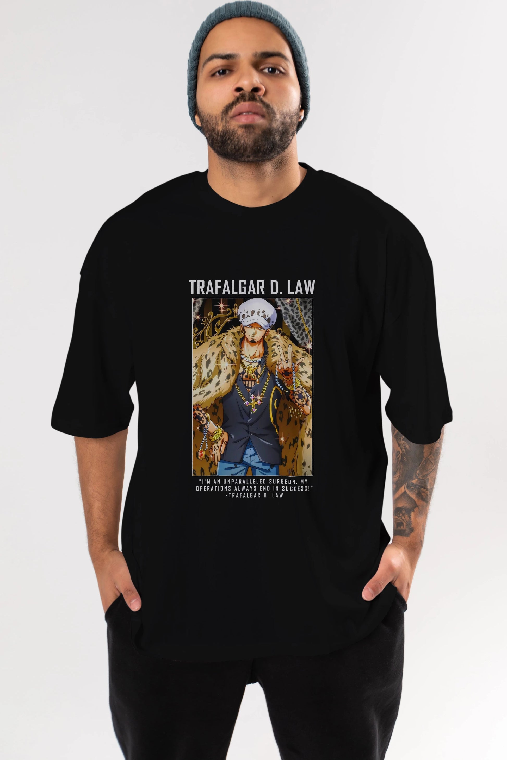 Trafalgar D. Water Law 2 Anime Ön Baskılı Oversize t-shirt Erkek Kadın Unisex