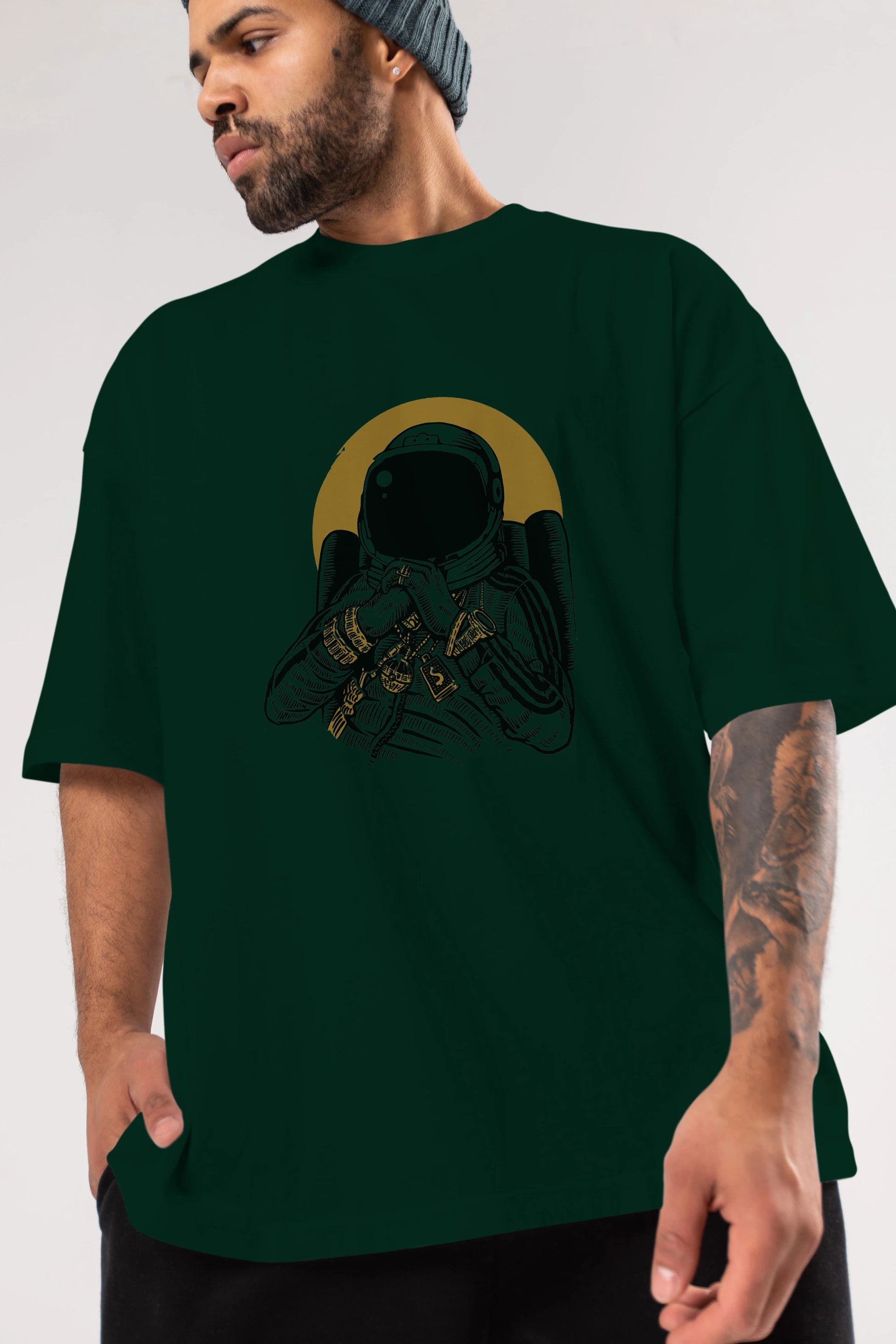 Space Dee Jay Ön Baskılı Oversize t-shirt Erkek Kadın Unisex %100 Pamuk tişort
