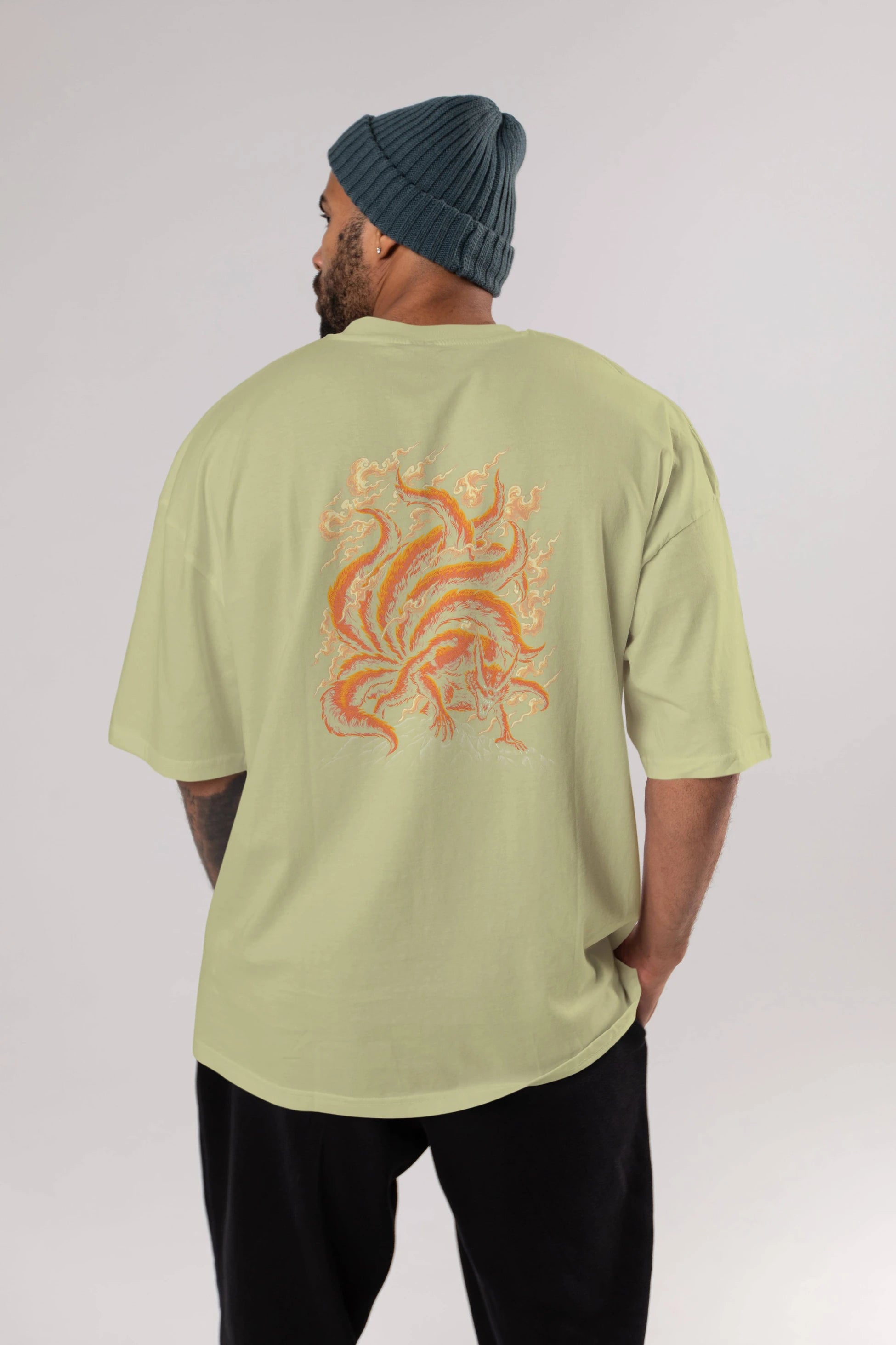NARUTO KYUUBI Anime Arka Baskılı Oversize t-shirt Erkek Kadın Unisex