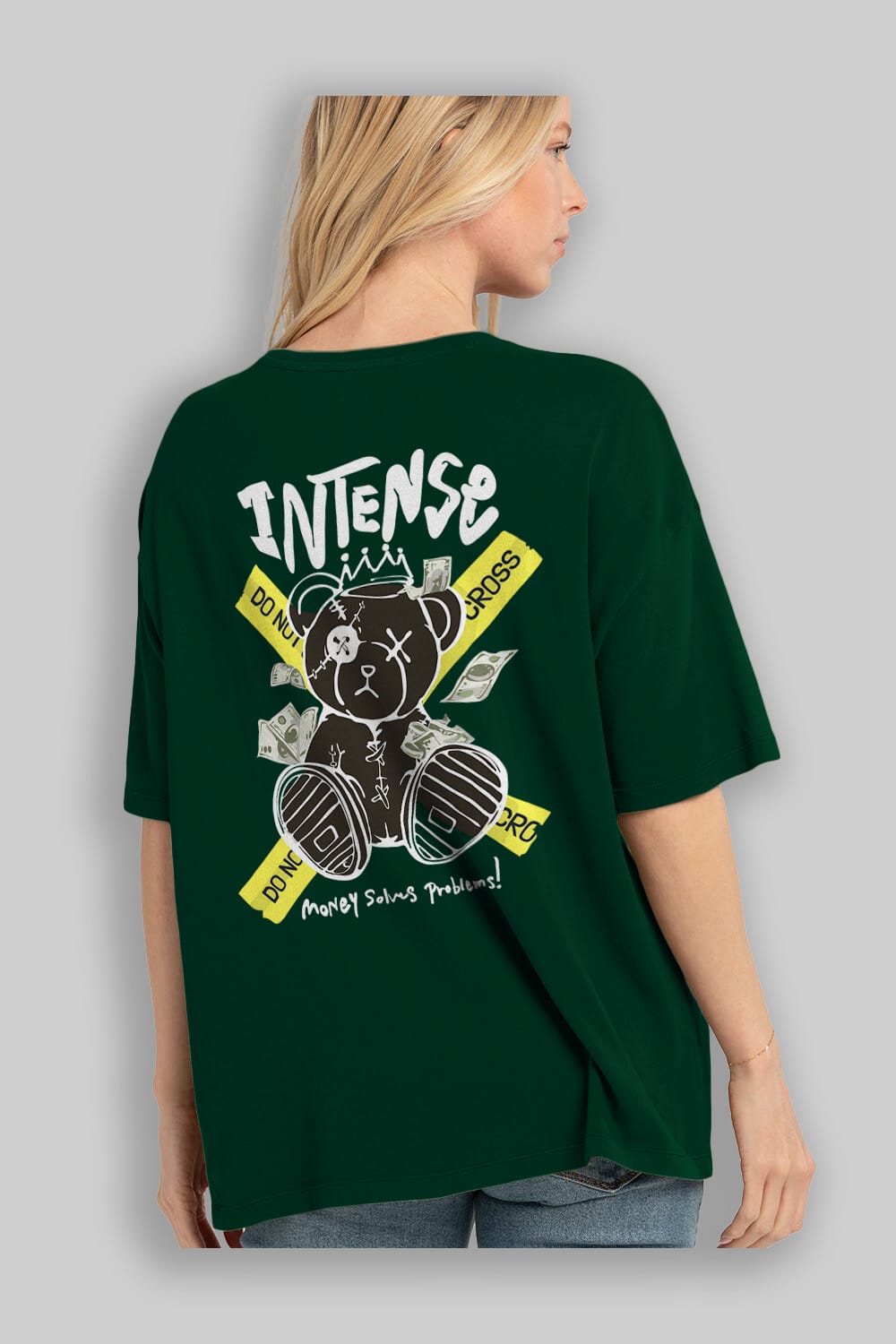Teddy Bear intense Arka Baskılı Oversize t-shirt Erkek Kadın Unisex