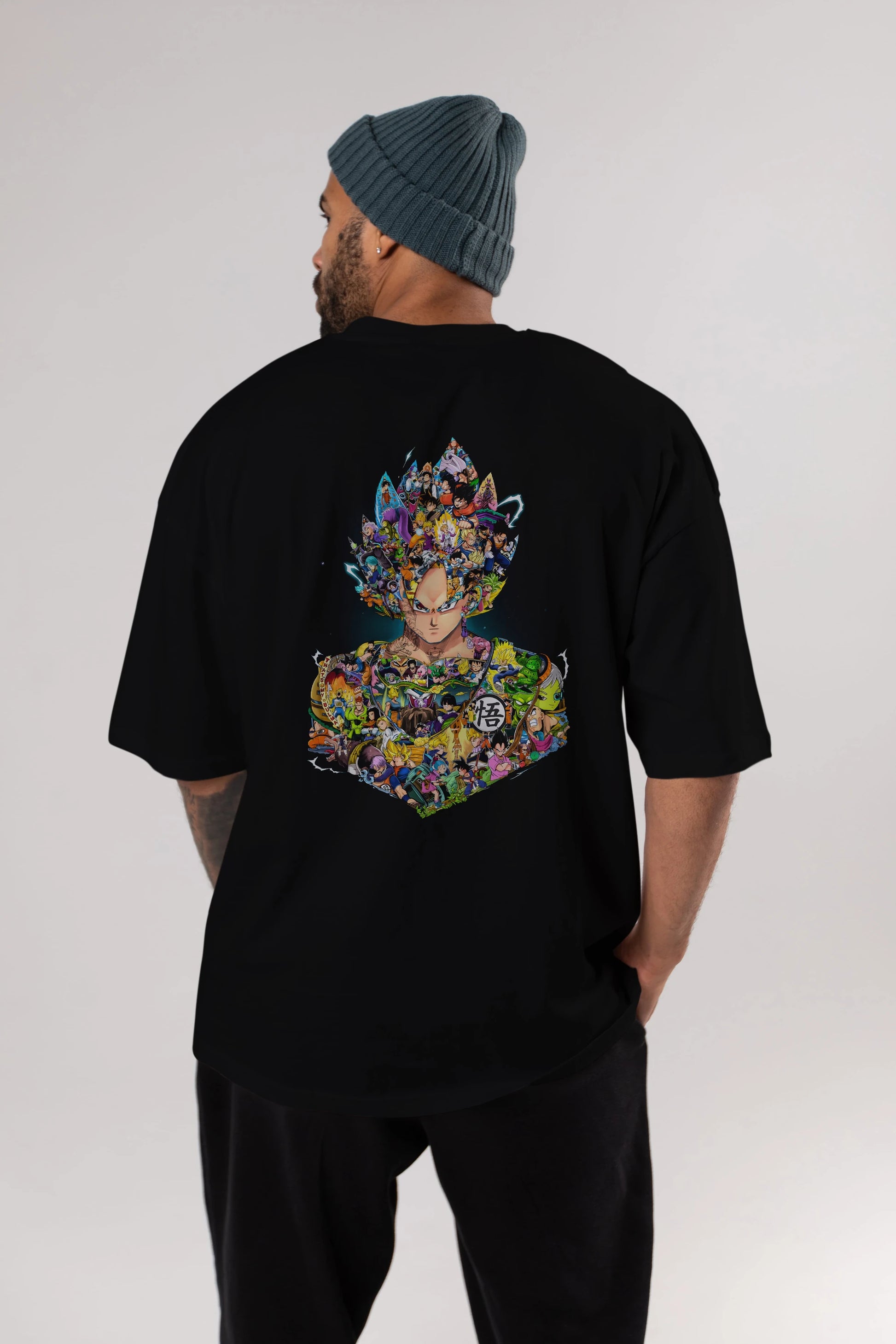 DRAGON BALL ART Anime Arka Baskılı Oversize t-shirt Erkek Kadın Unisex