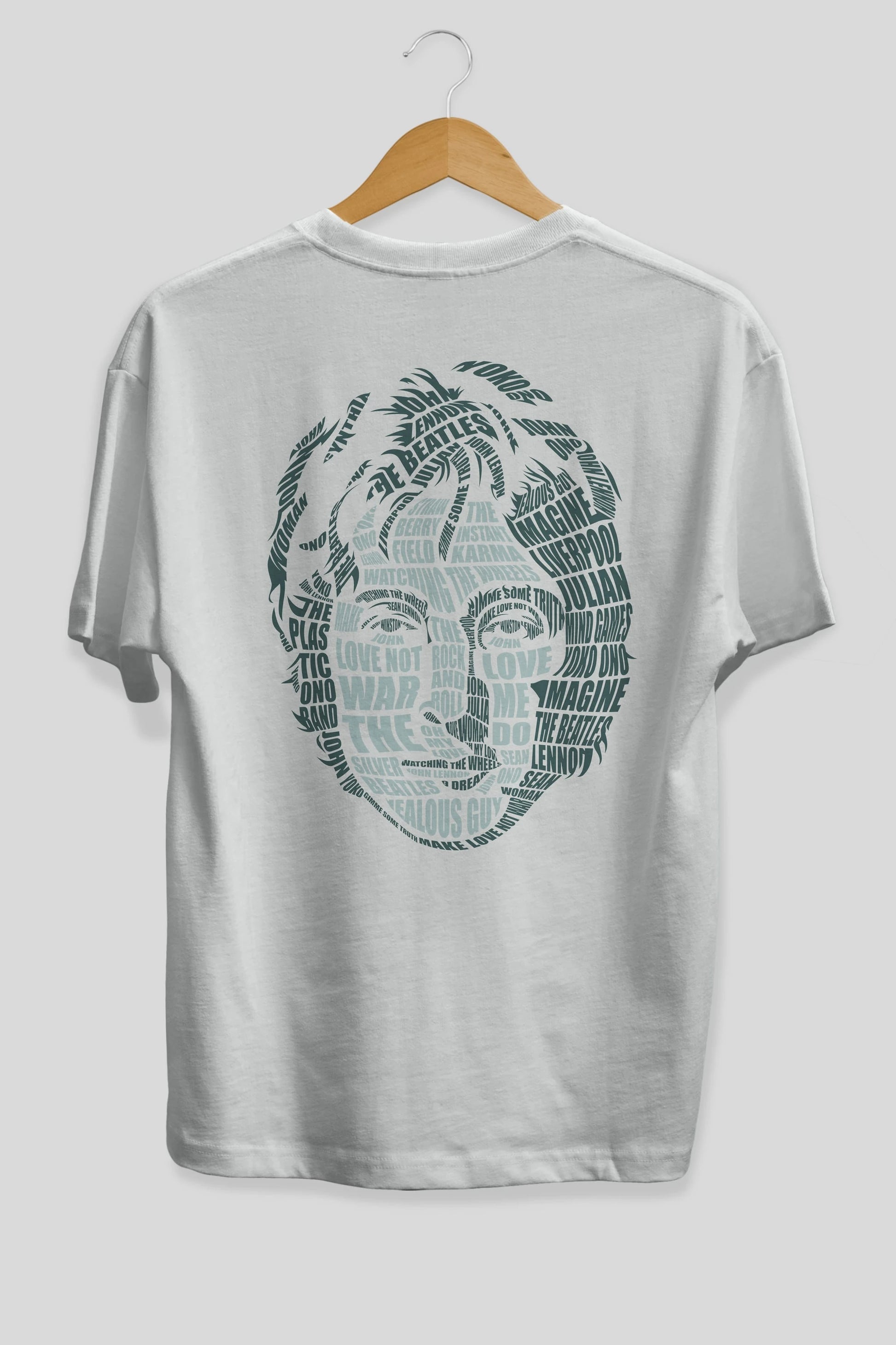 John Lennon Calligram Arka Baskılı Oversize t-shirt %100 pamuk Erkek Kadın Unisex