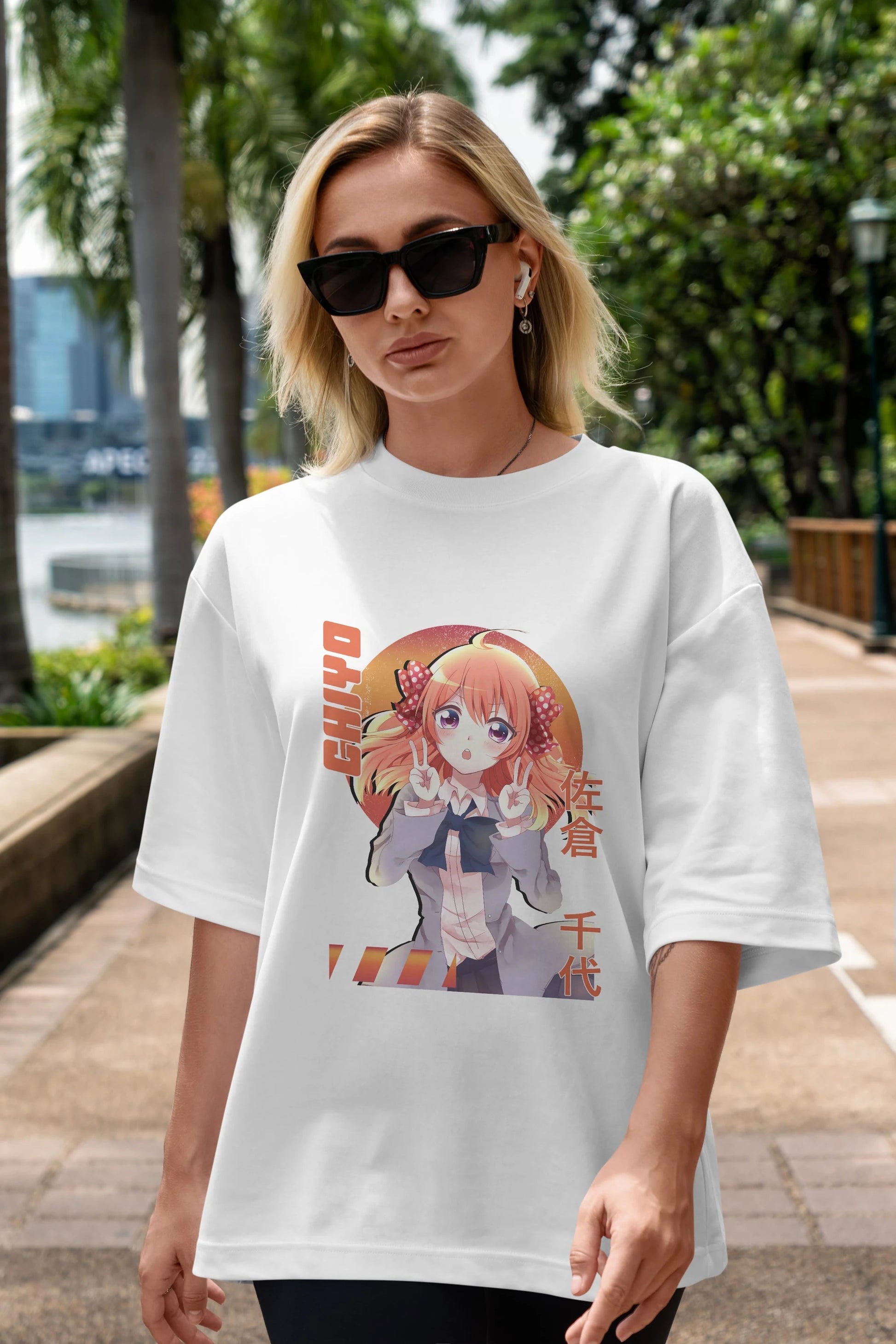 Chiyo Sakura 5 Anime Ön Baskılı Oversize t-shirt %100 pamuk Erkek Kadın Unisex