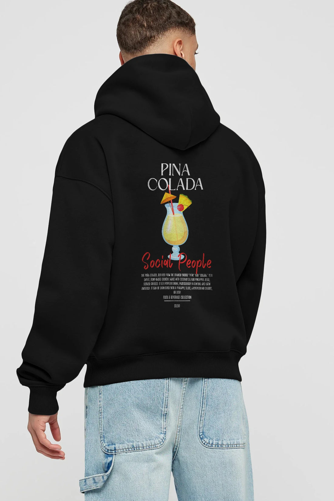 Pina Colada Kokteyl Arka Baskılı Hoodie Oversize Kapüşonlu Sweatshirt Erkek Kadın