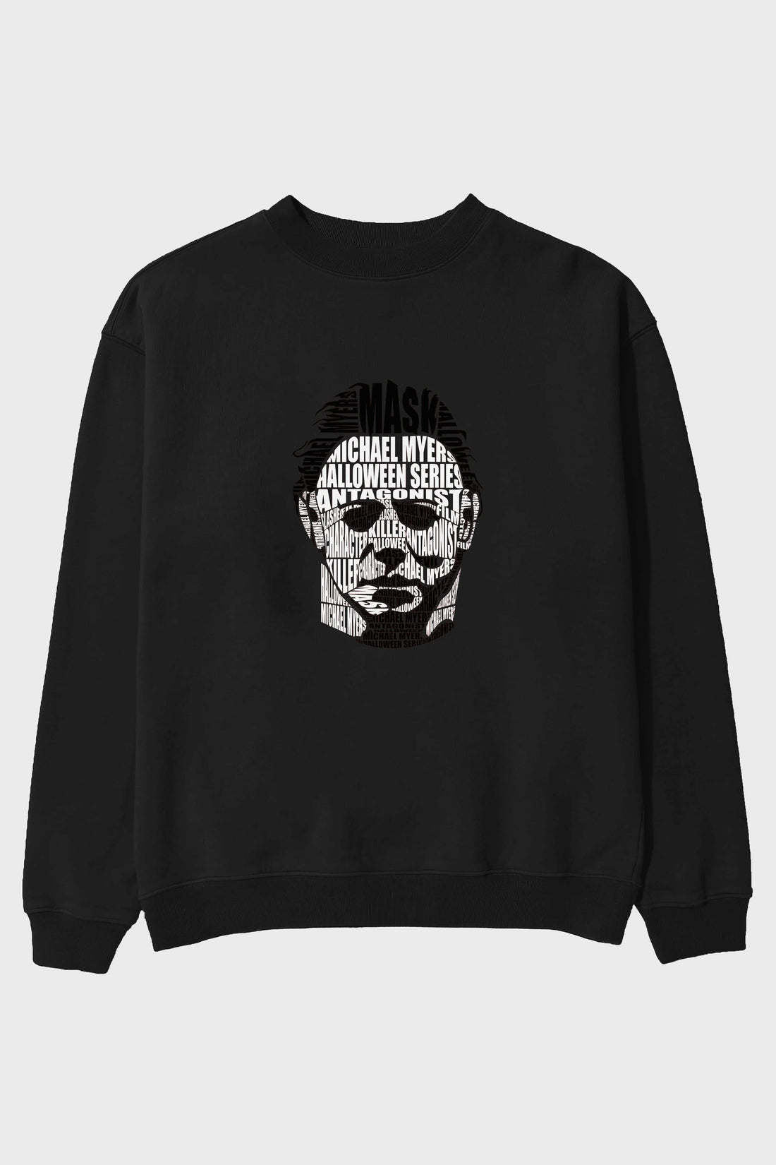 Michael Myers Calligram Ön Baskılı Oversize Sweatshirt Erkek Kadın Unisex