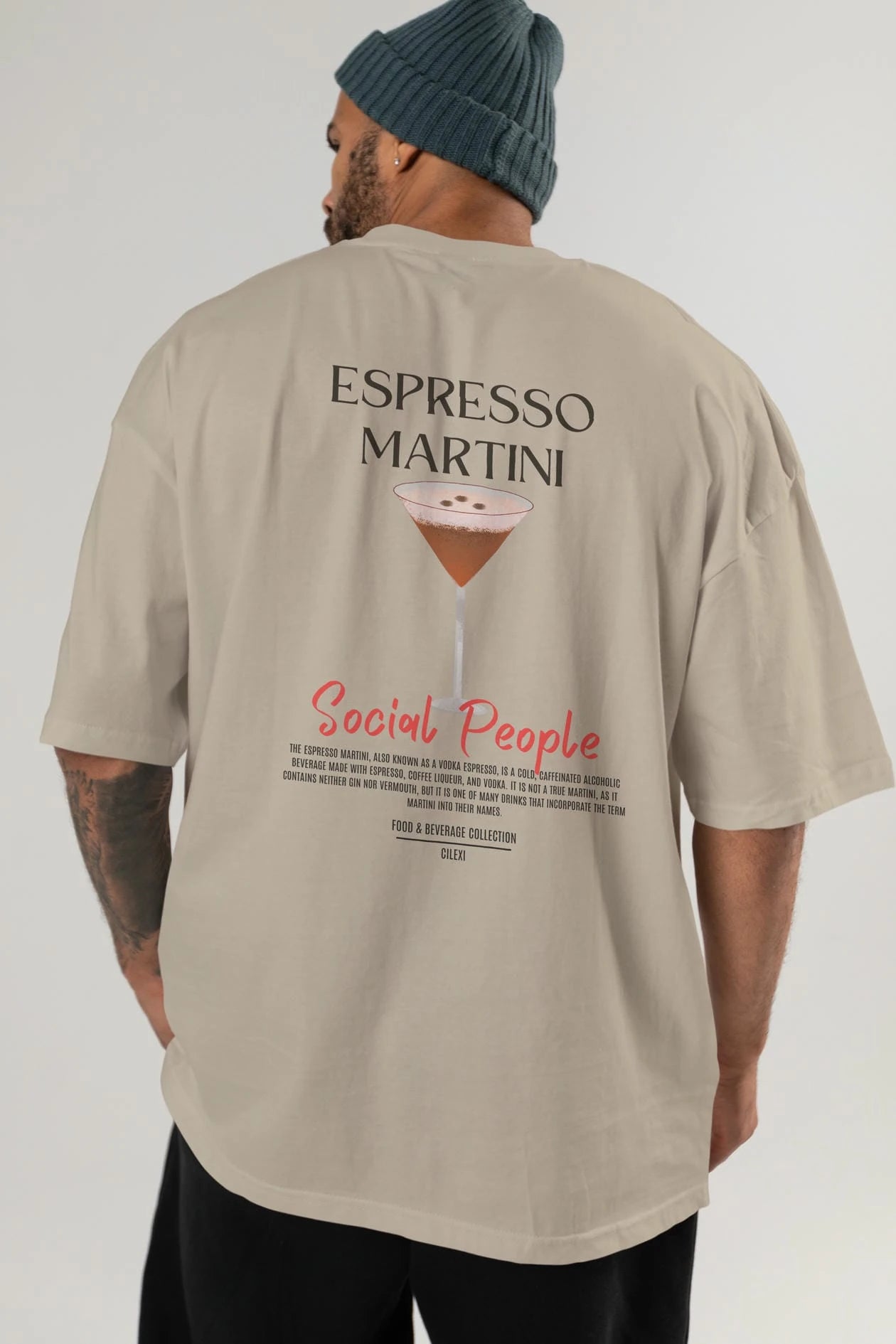 Espresso Martını Kokteyl Serisi Baskılı Oversize t-shirt Erkek Kadın Unisex %100 Pamuk Bisiklet Yaka tişort