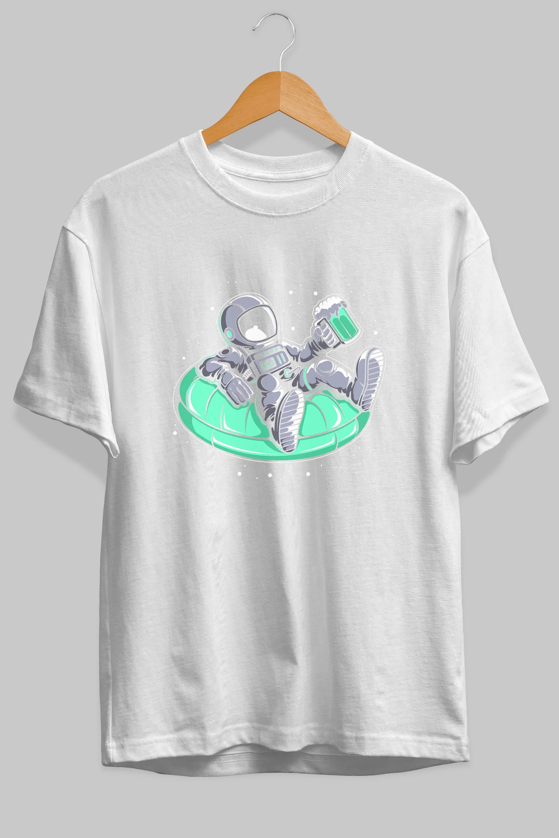 Astronaut Pool Float Ön Baskılı Oversize t-shirt Erkek Kadın Unisex