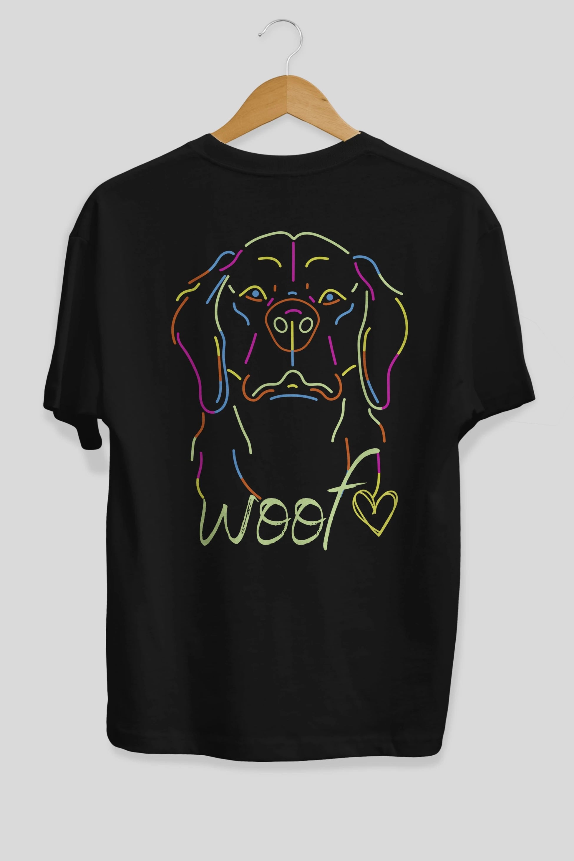 Neon Dog Arka Baskılı Oversize t-shirt Erkek Kadın Unisex