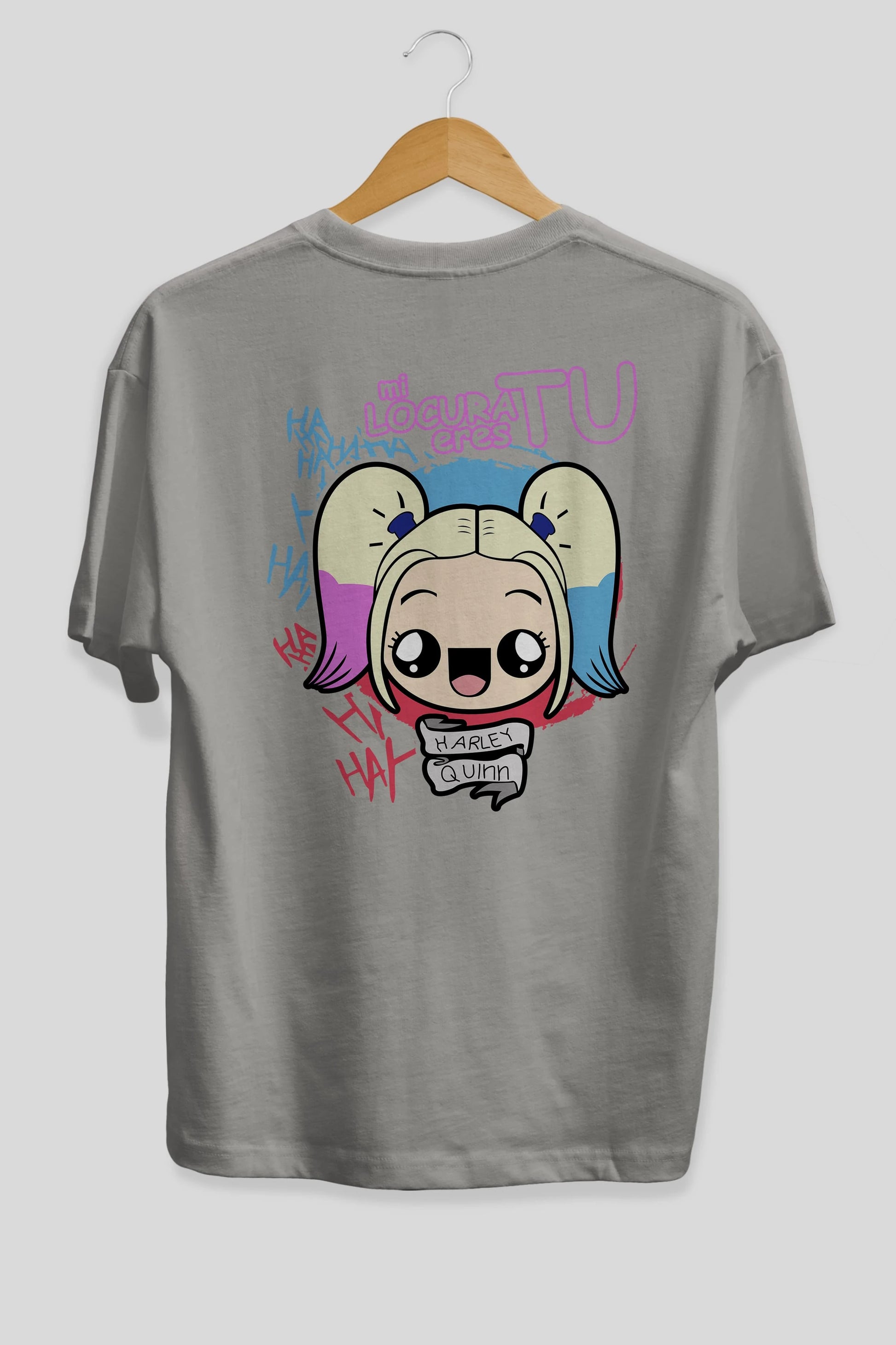 Harley Quinn Arka Baskılı Oversize t-shirt Erkek Kadın Unisex %100 Pamuk Bisiklet Yaka tişort
