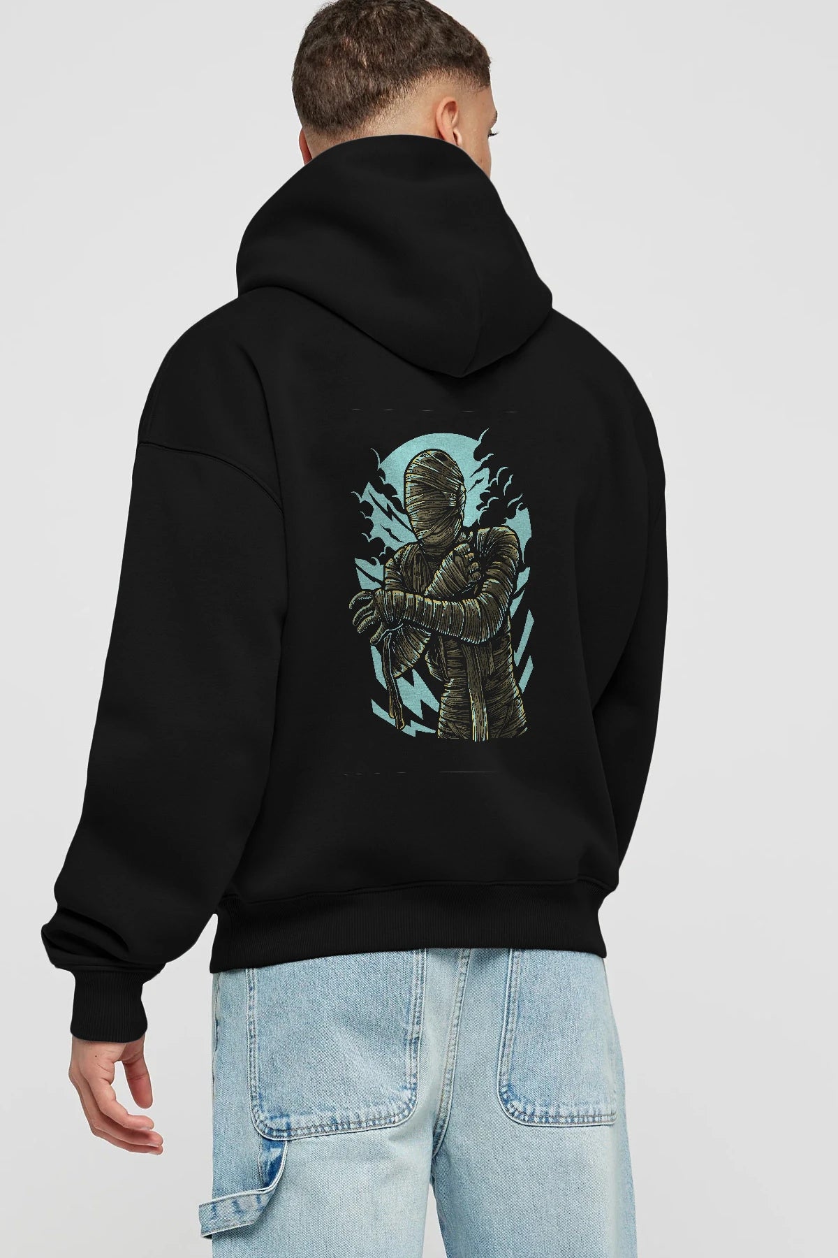 The Mummy Arka Baskılı Hoodie Oversize Kapüşonlu Sweatshirt Erkek Kadın Unisex