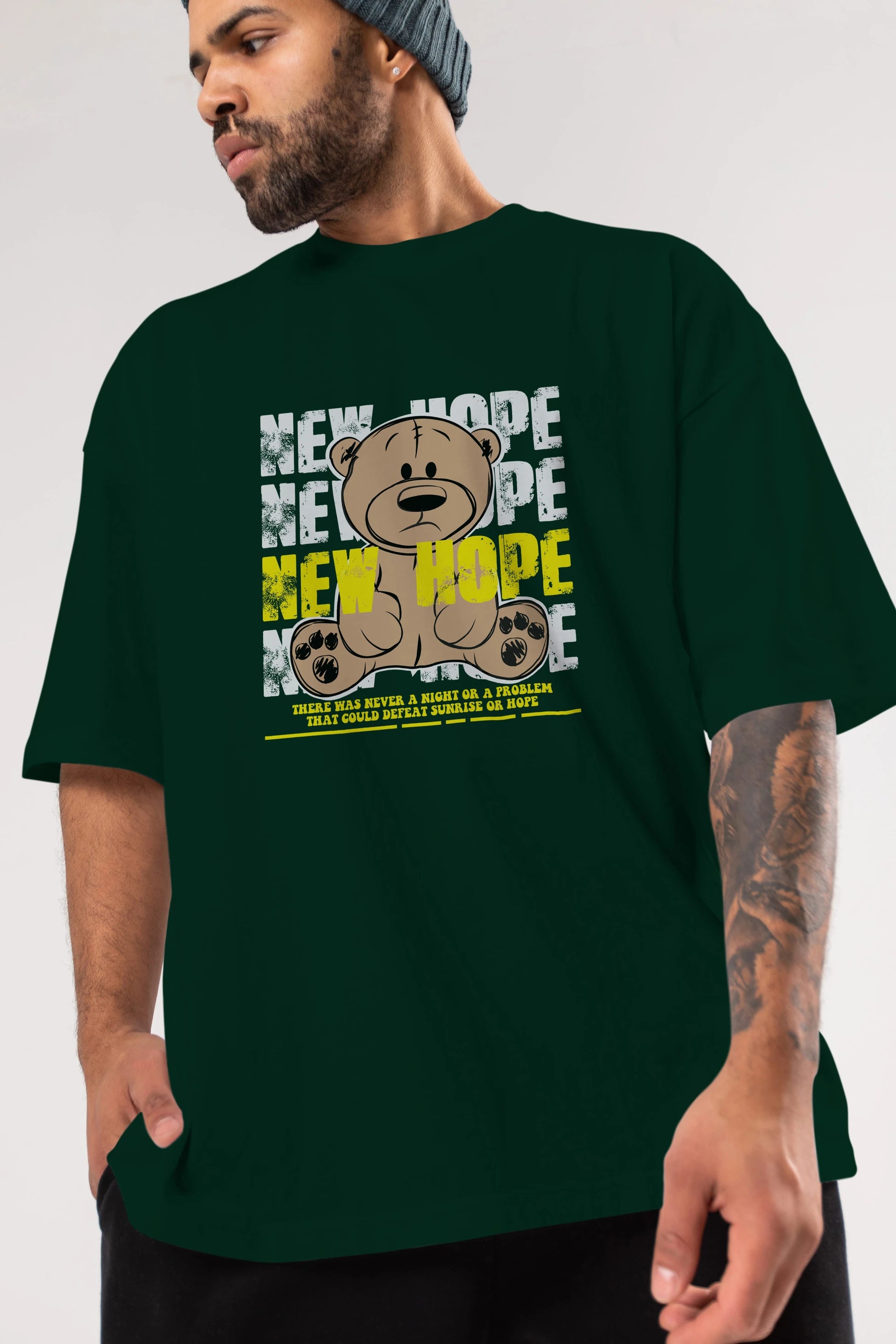 Teddy Bear New Hope Ön Baskılı Oversize t-shirt Erkek Kadın Unisex