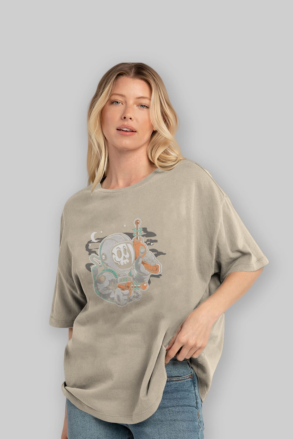 Astronaut Ray Gun Ön Baskılı Oversize t-shirt Erkek Kadın Unisex