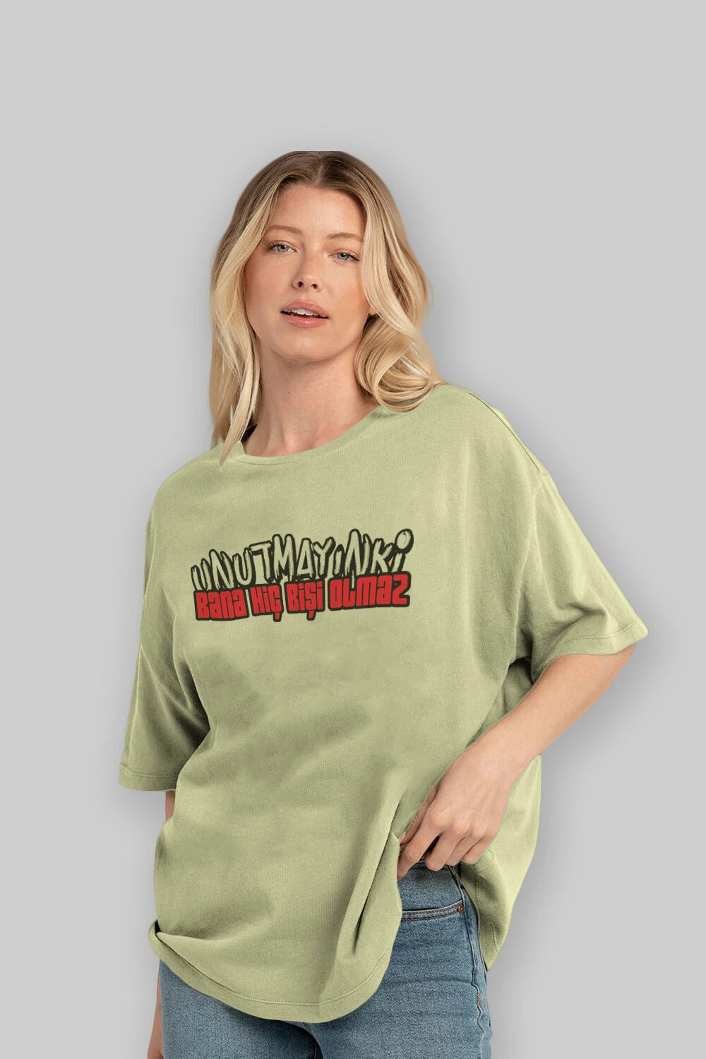 Unutmayın Ki Bana Hiç Bişi Ön Baskılı Oversize t-shirt %100 pamuk Erkek Kadın Unisex