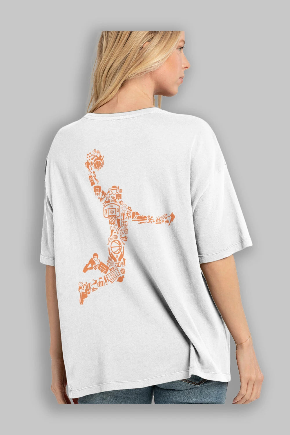 Basketball Player Arka Baskılı Oversize t-shirt %100 pamuk Erkek Kadın Unisex