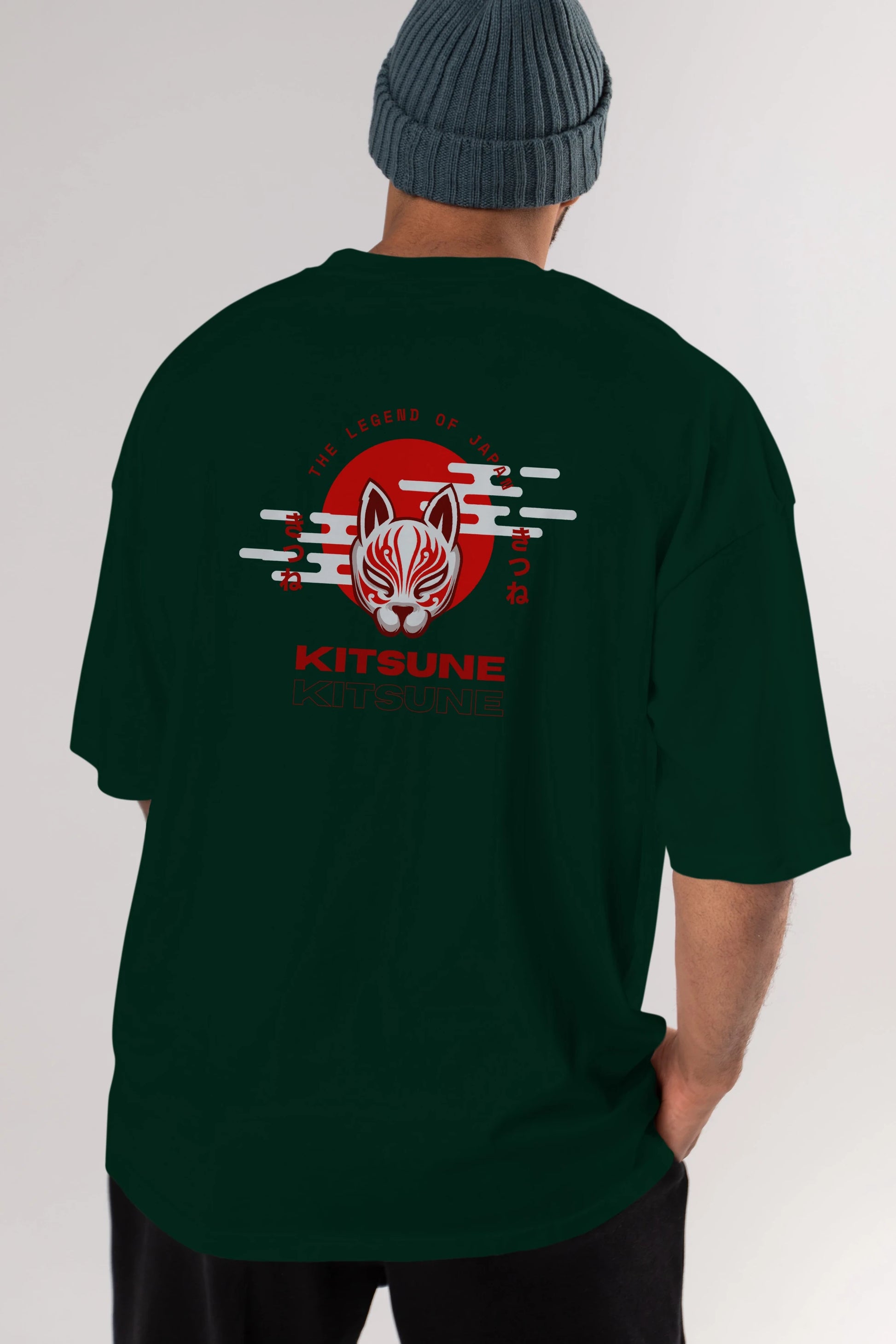 Kitsune Mask Arka Baskılı Oversize t-shirt Erkek Kadın Unisex