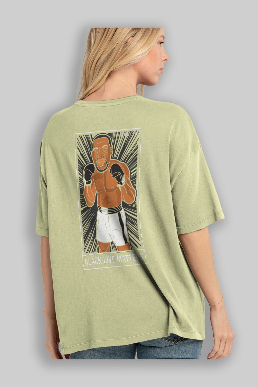 George Floyd Boxer Arka Baskılı Oversize t-shirt Erkek Kadın Unisex %100 Pamuk tişort