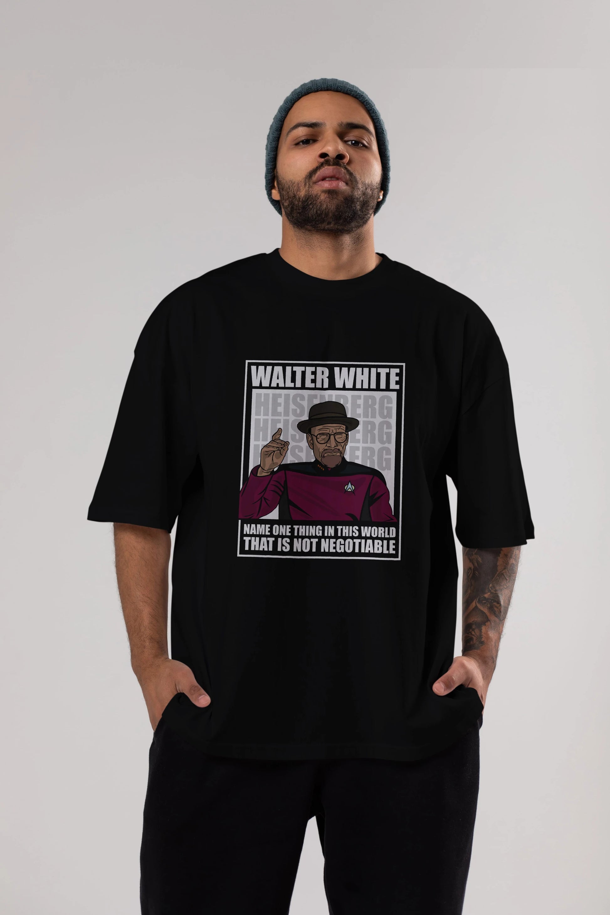 Captain Pixard Heisenberg Ön Baskılı Oversize t-shirt Erkek Kadın Unisex %100 Pamuk tişort