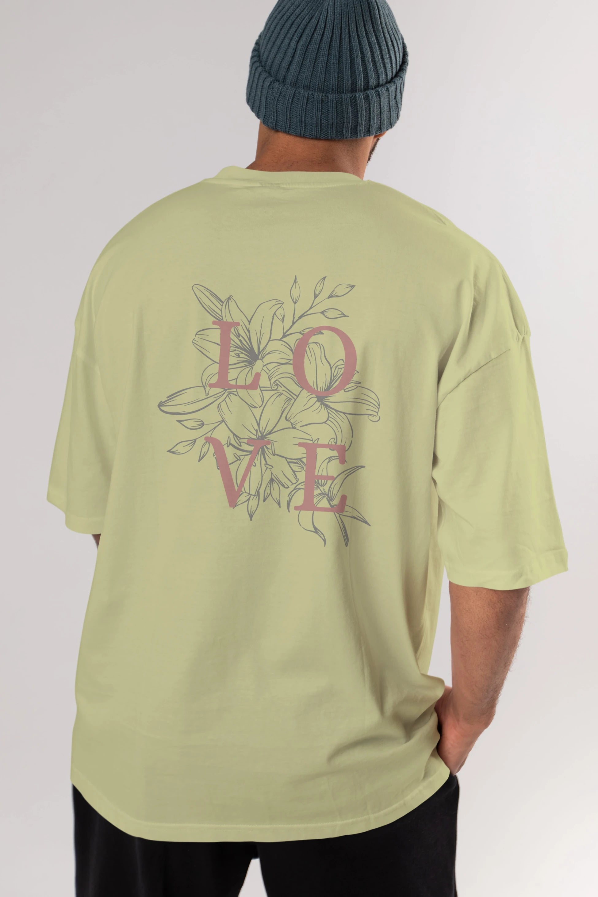 Love Yazılı Arka Baskılı Oversize t-shirt Erkek Kadın Unisex