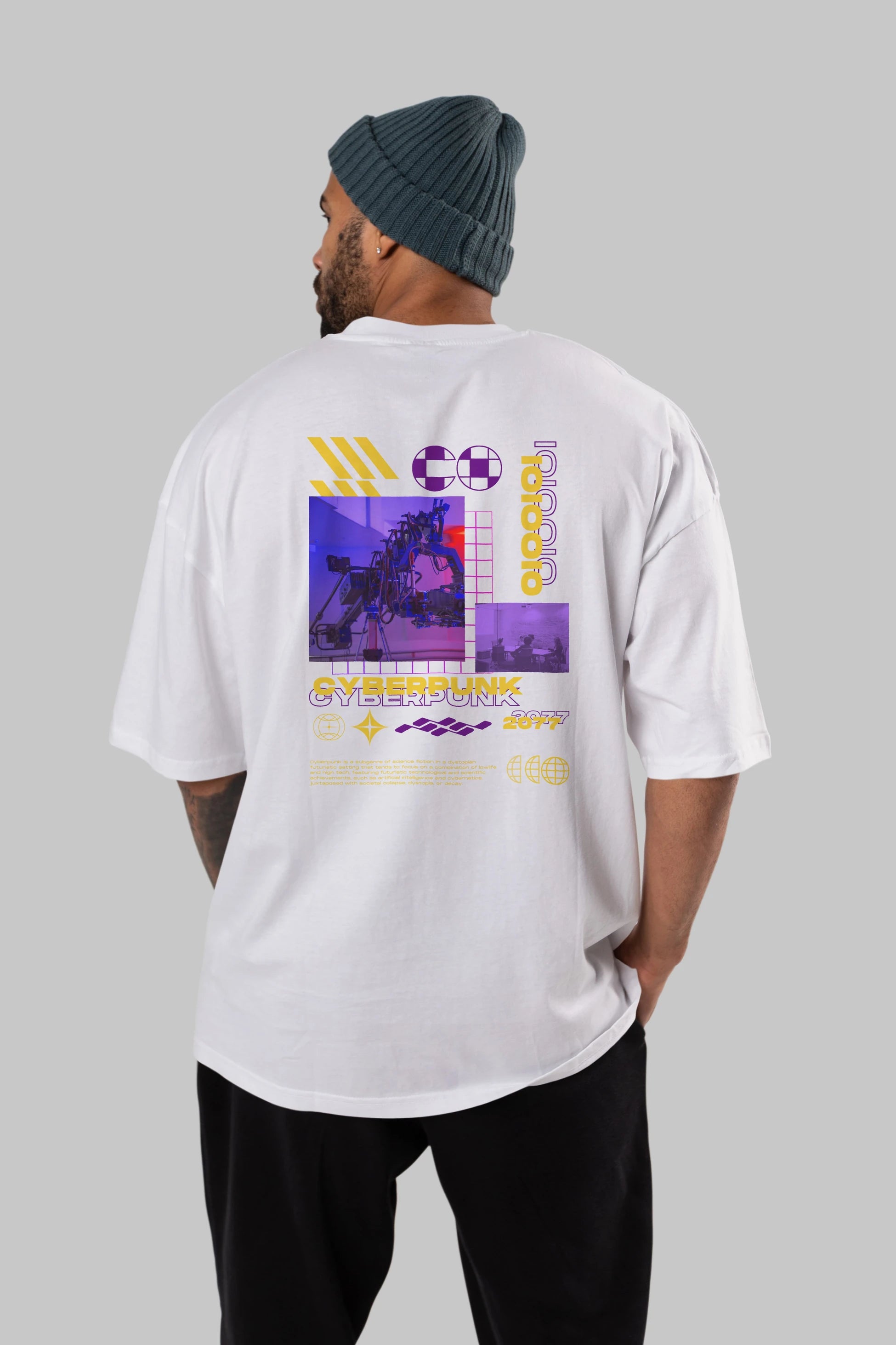 Cyberpunk Yazılı Arka Baskılı Oversize t-shirt Erkek Kadın Unisex