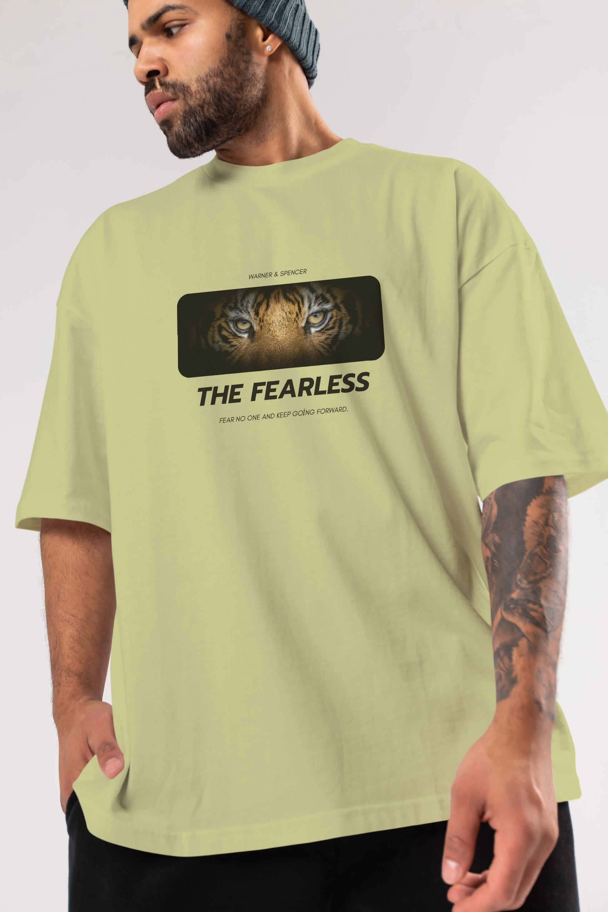 The Fearless Yazılı Ön Baskılı Oversize t-shirt Erkek Kadın Unisex