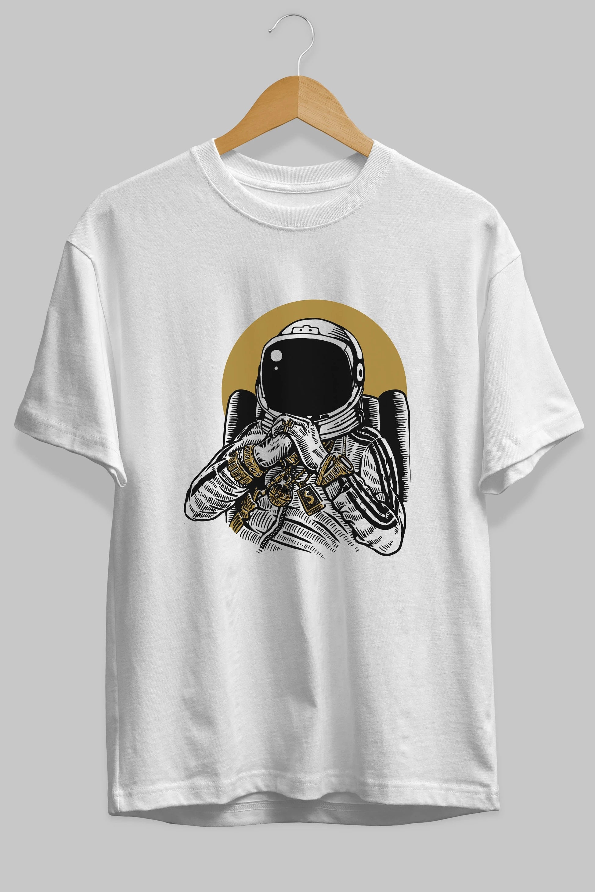 Space Dee Jay Ön Baskılı Oversize t-shirt Erkek Kadın Unisex %100 Pamuk tişort