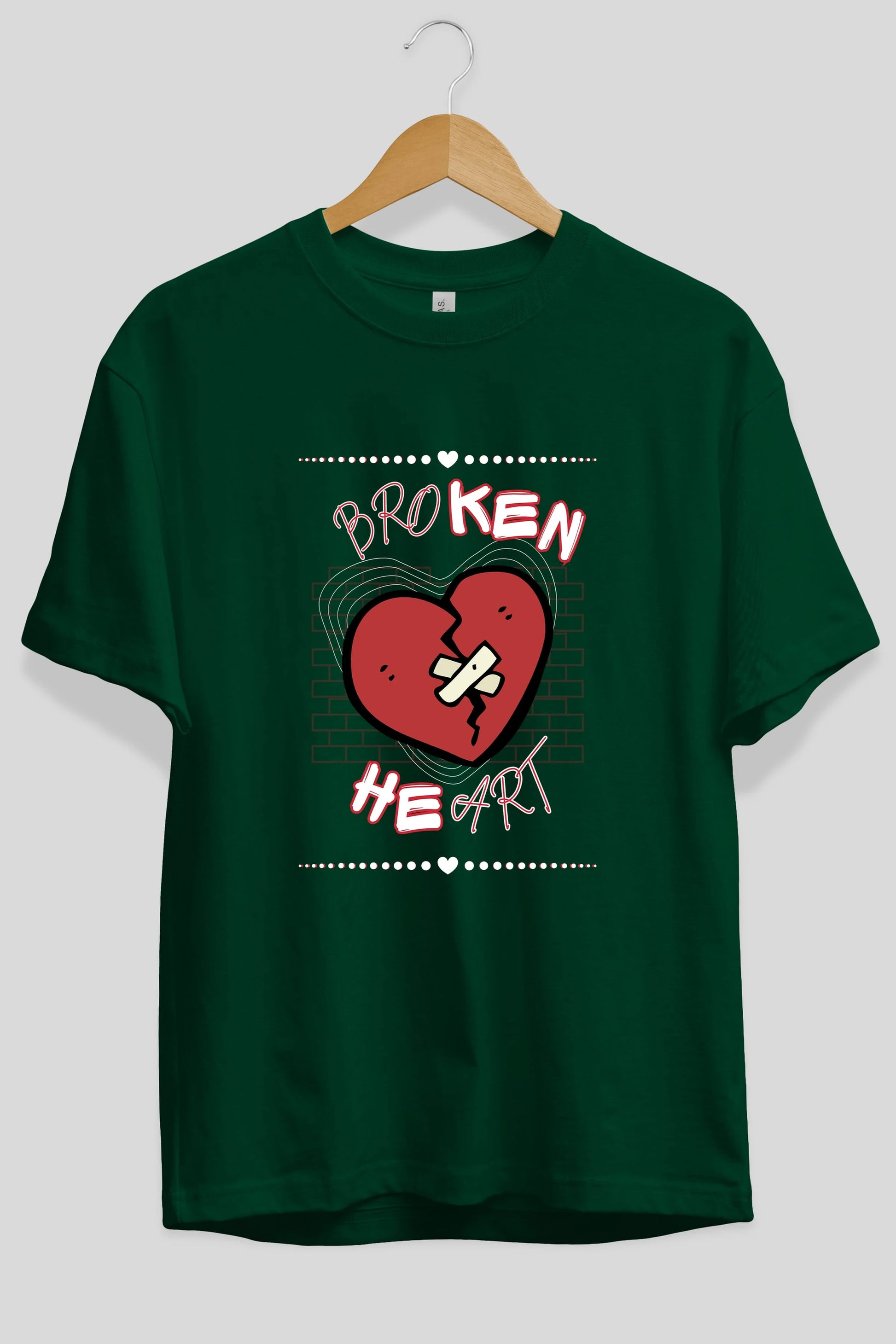 Broken Heart Yazılı Ön Baskılı Oversize t-shirt Erkek Kadın Unisex