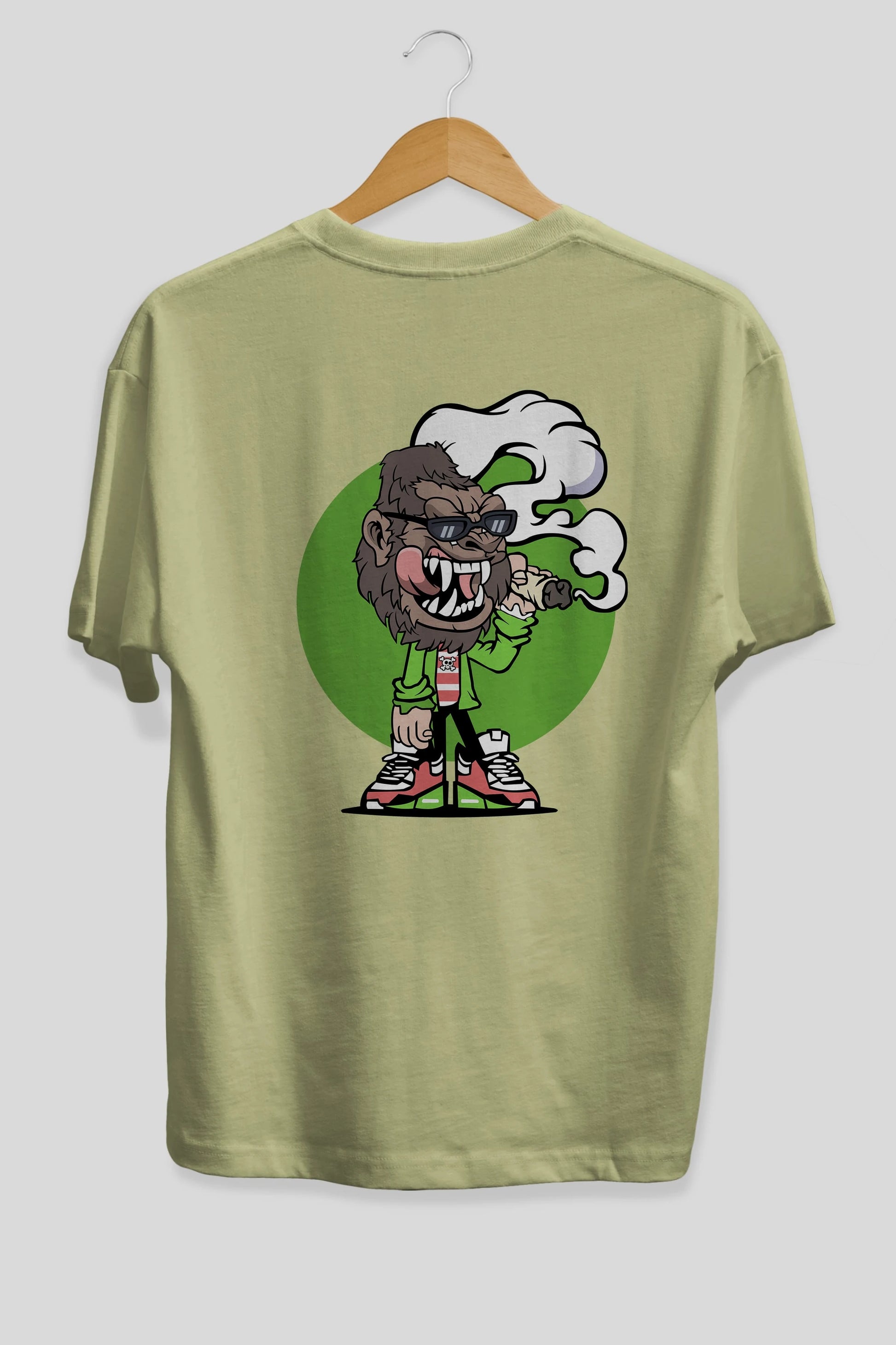 Gorilla Smoker Arka Baskılı Oversize t-shirt Erkek Kadın Unisex %100 Pamuk tişort