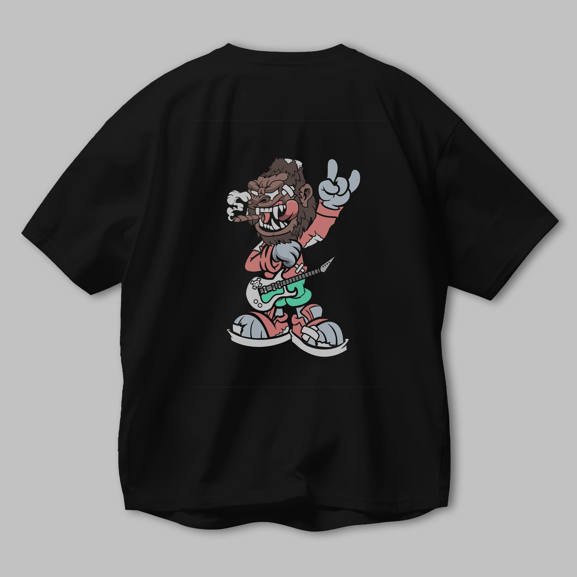 Gorilla Rockstar Arka Baskılı Oversize t-shirt Erkek Kadın Unisex %100 Pamuk tişort