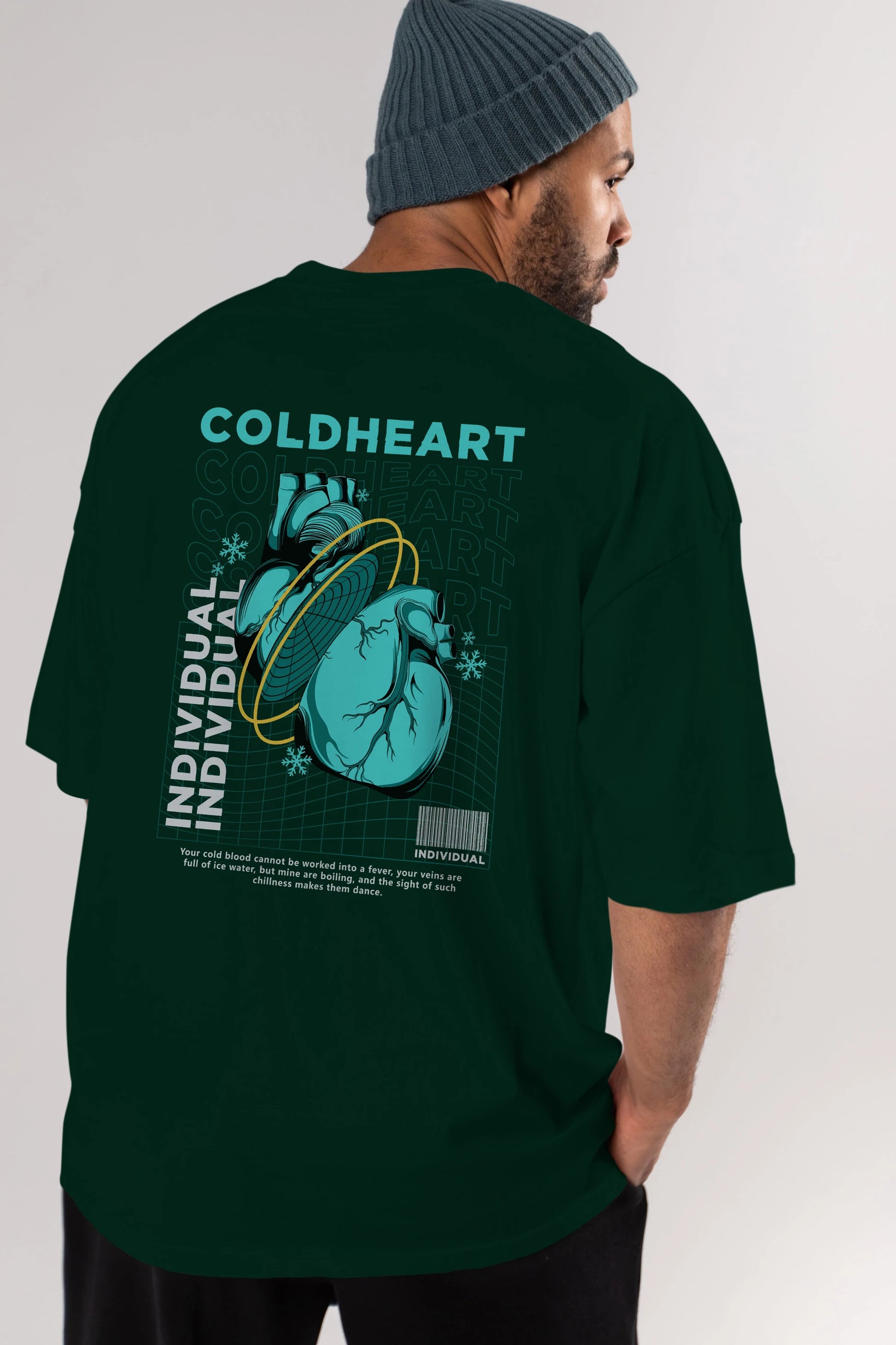 Cold Heart Arka Baskılı Oversize t-shirt Erkek Kadın Unisex