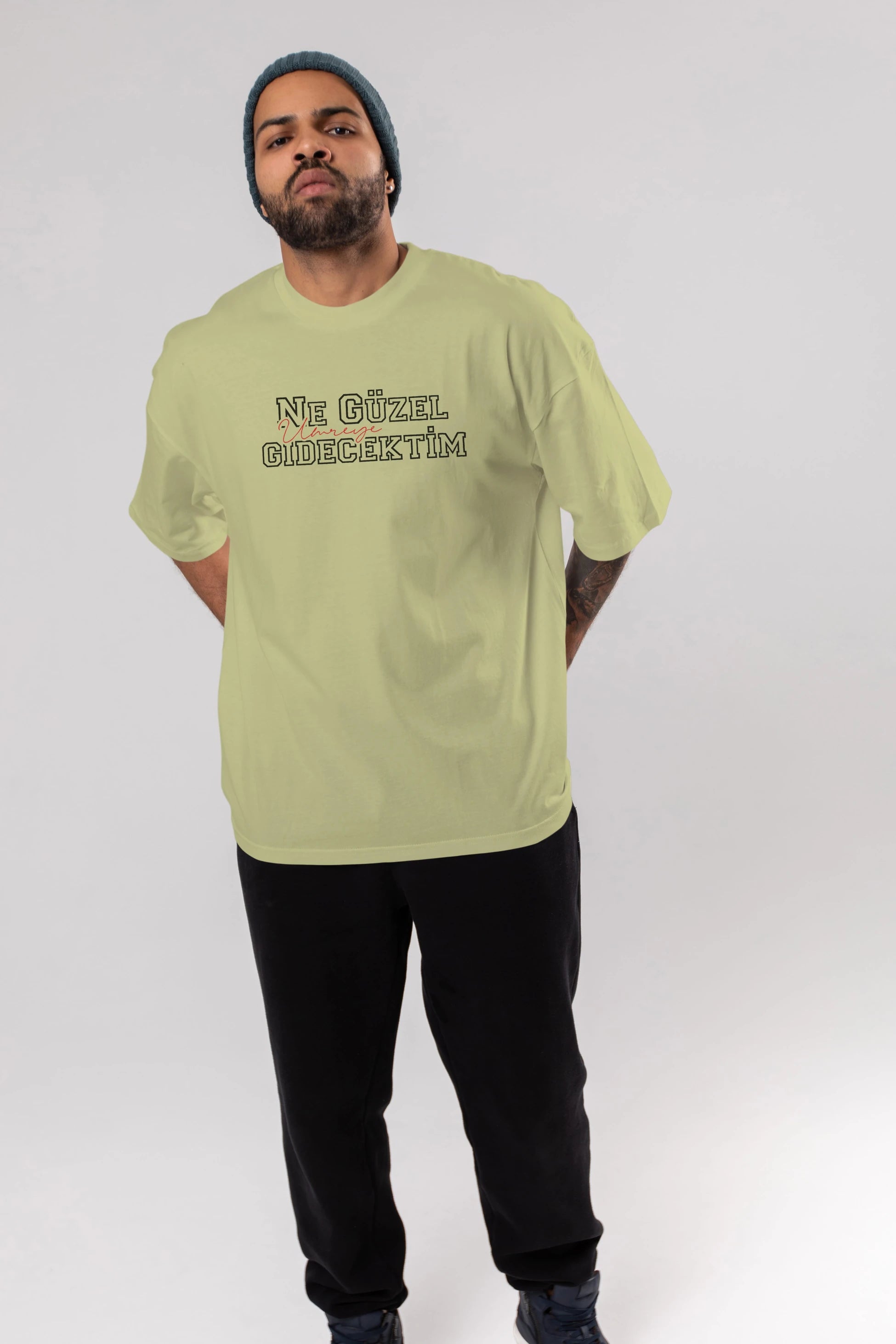 Ne Güzel Umreye Gidecektim Ön Baskılı Oversize t-shirt %100 pamuk Erkek Kadın Unisex